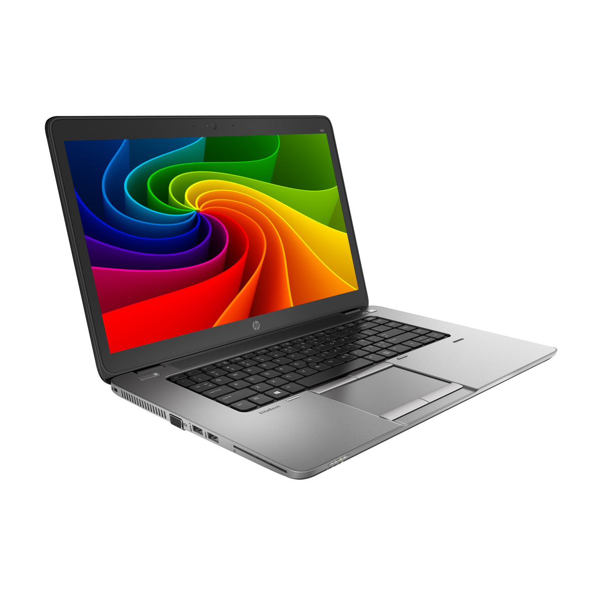 Ein offener Laptop mit einem bunten Hintergrundbild auf dem Bildschirm.