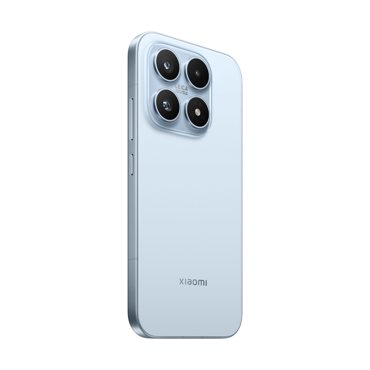 Jasnoniebieski smartfon z poczwórnym aparatem z tyłu i logo Xiaomi.