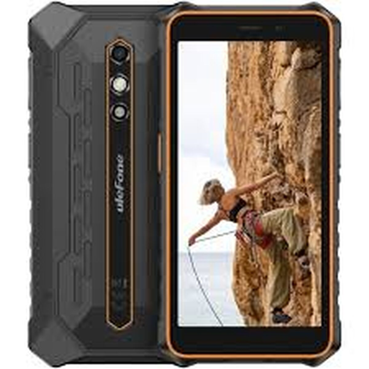 Wytrzymały telefon ze wspinaczem na ekranie i logo ULEFONE.