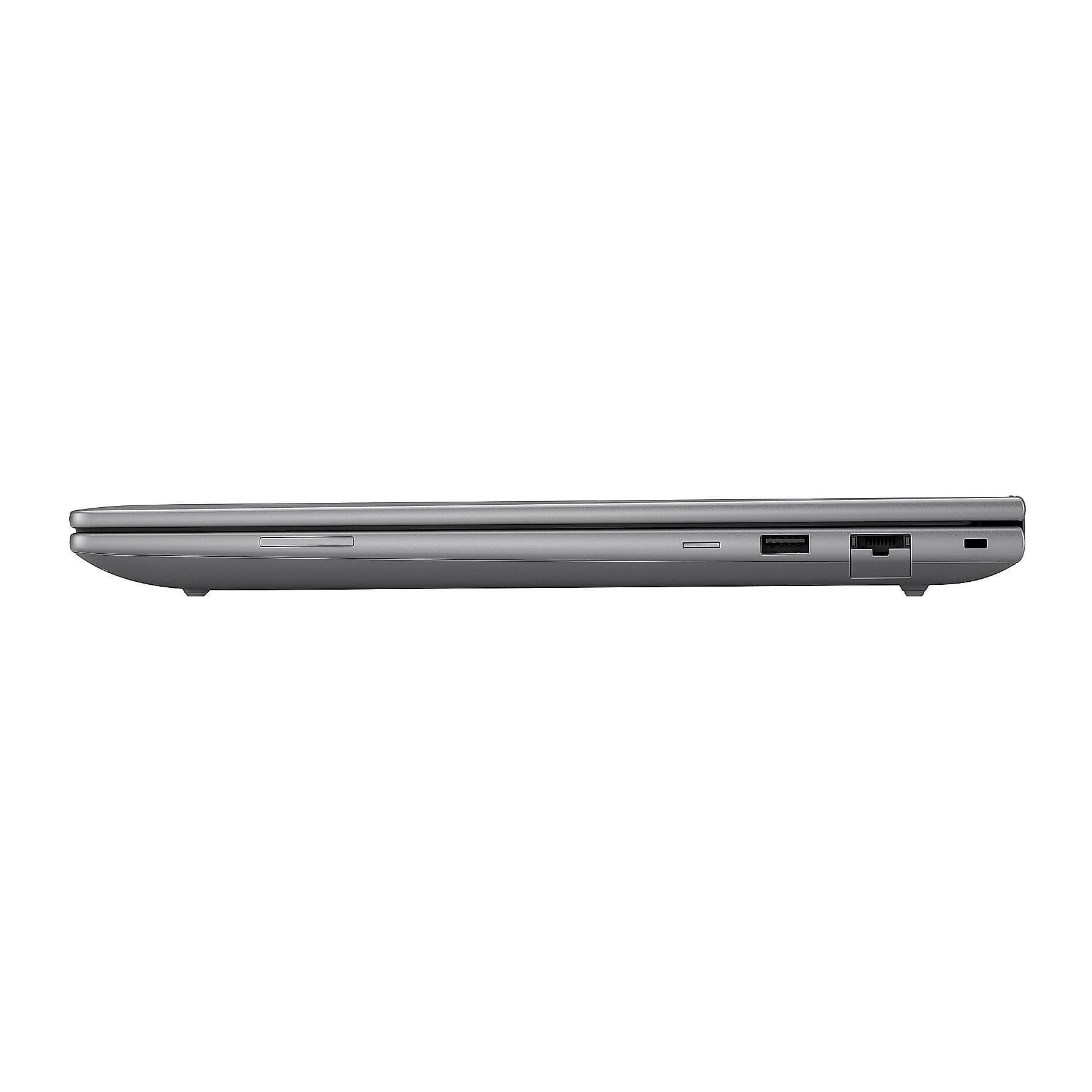 Il lato destro di un laptop chiuso che mostra le porte.