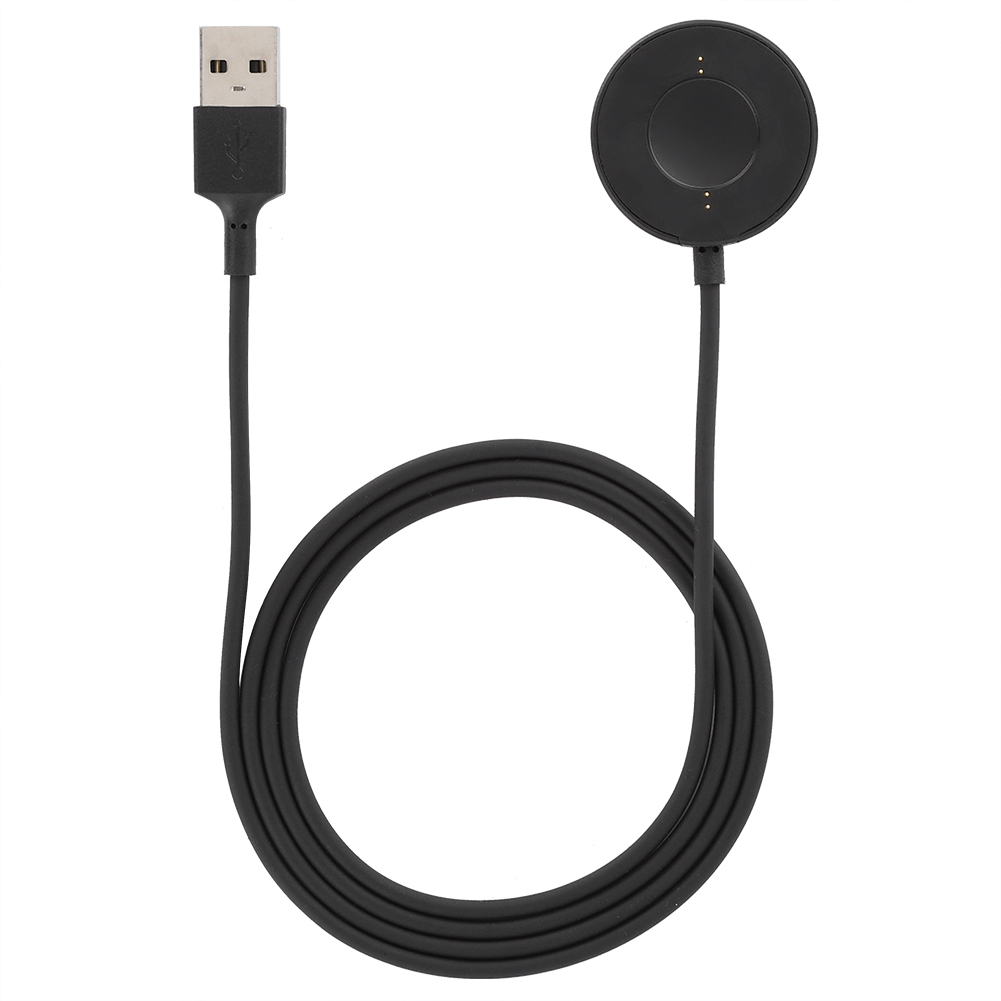 Schwarzes USB-Ladegerät mit rundem Magnetstecker für Smartwatch.