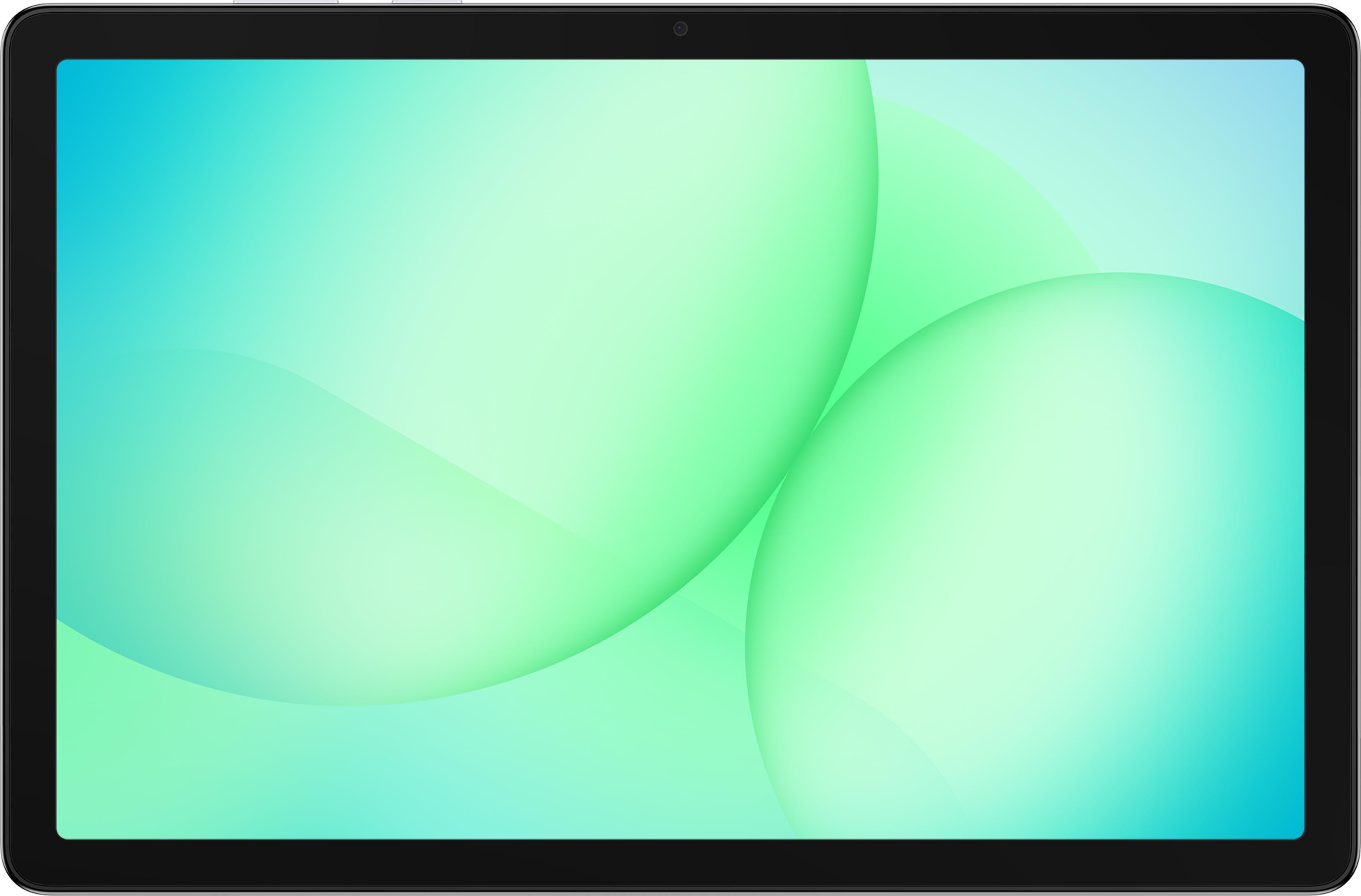 Una tableta con fondo turquesa y ondas suaves.