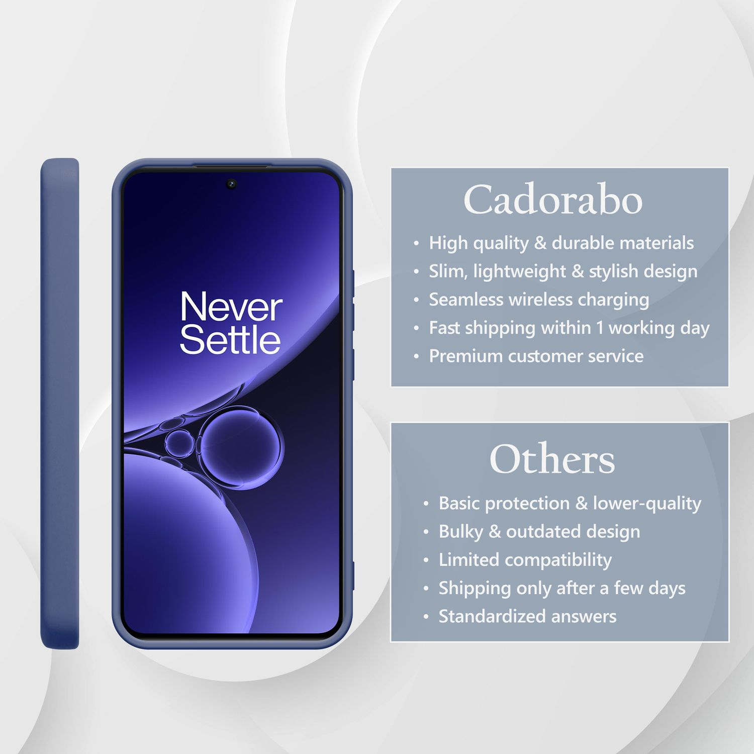 Blaue Handyhülle mit einem Telefon, das 