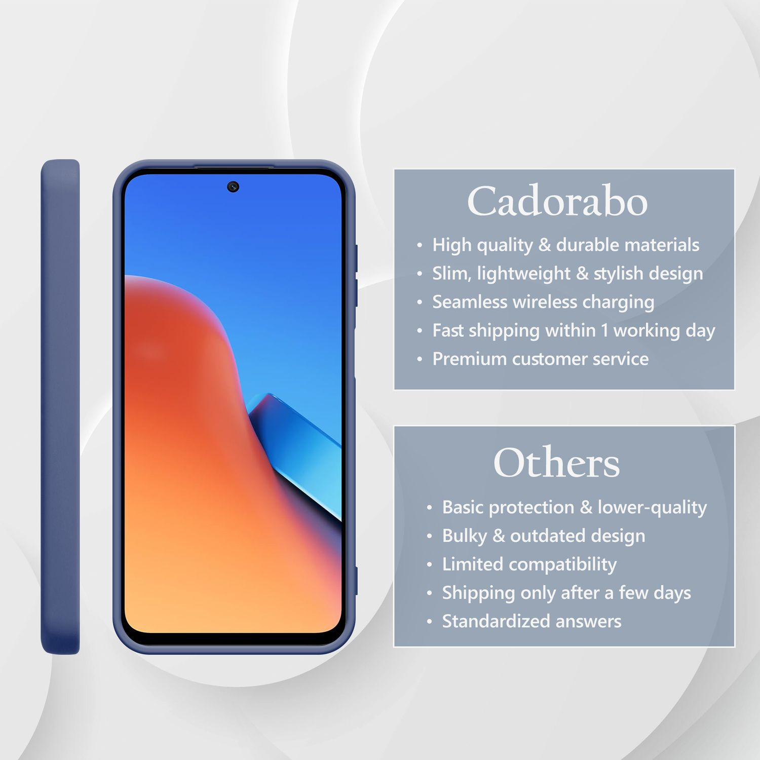 Ein blaues Handy-Case im Vergleich zu anderen. Cadorabo bietet Qualität.