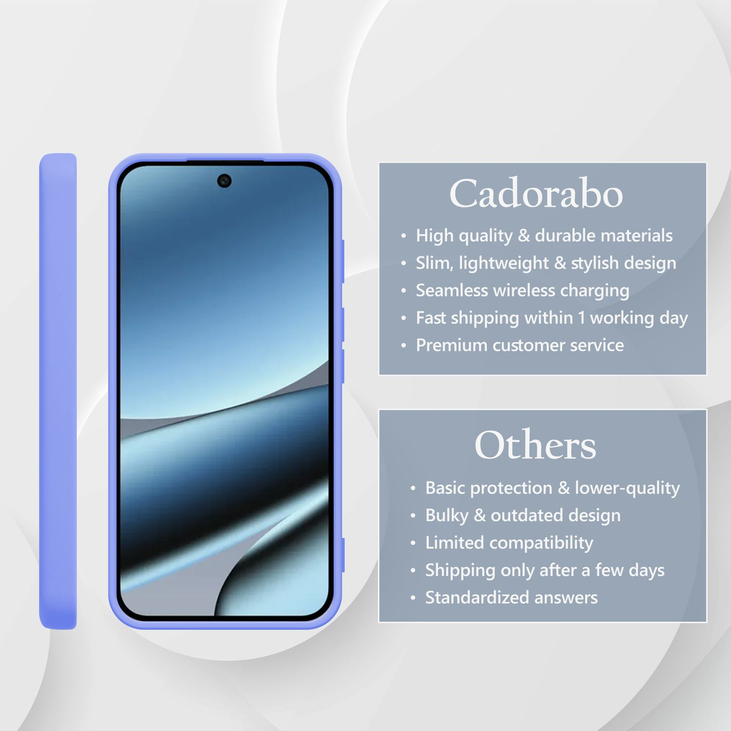 Ein lila Smartphone mit einem weißen Hintergrund.