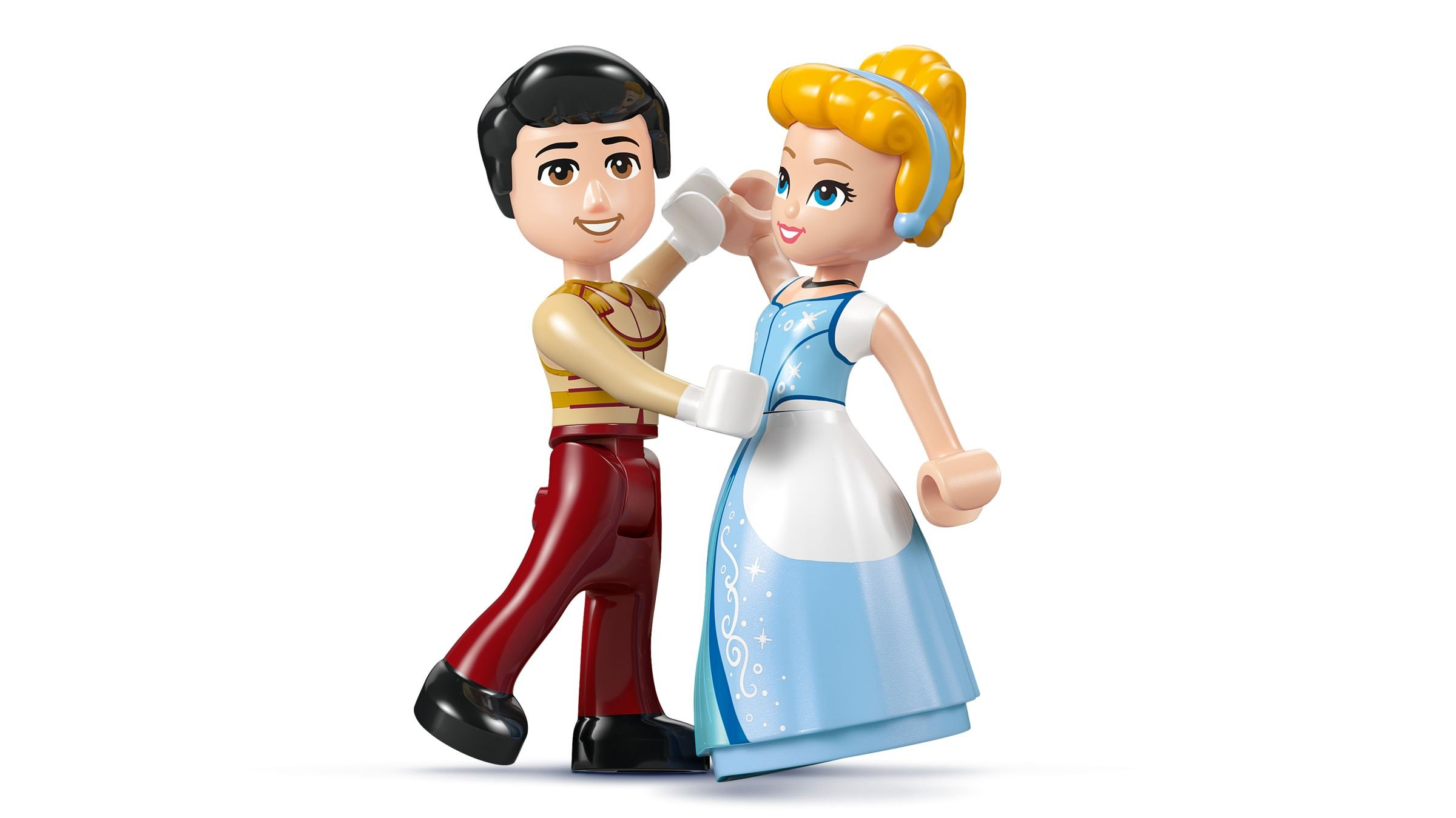 Ein Mann und eine Frau tanzen. Sie sind Lego-Figuren.
