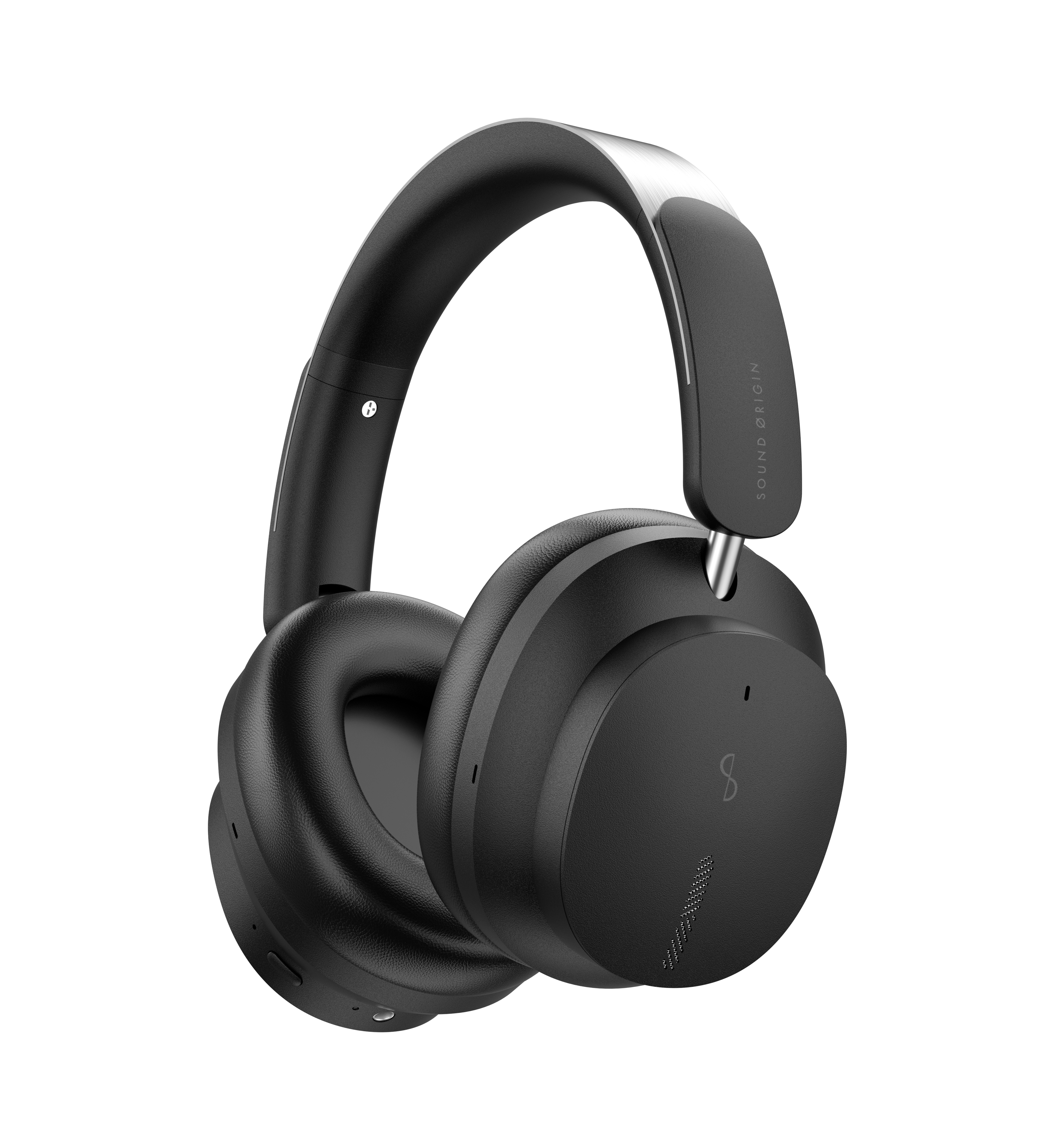 Schwarze Over-Ear-Kopfhörer mit silbernen Akzenten und Markenschriftzug.