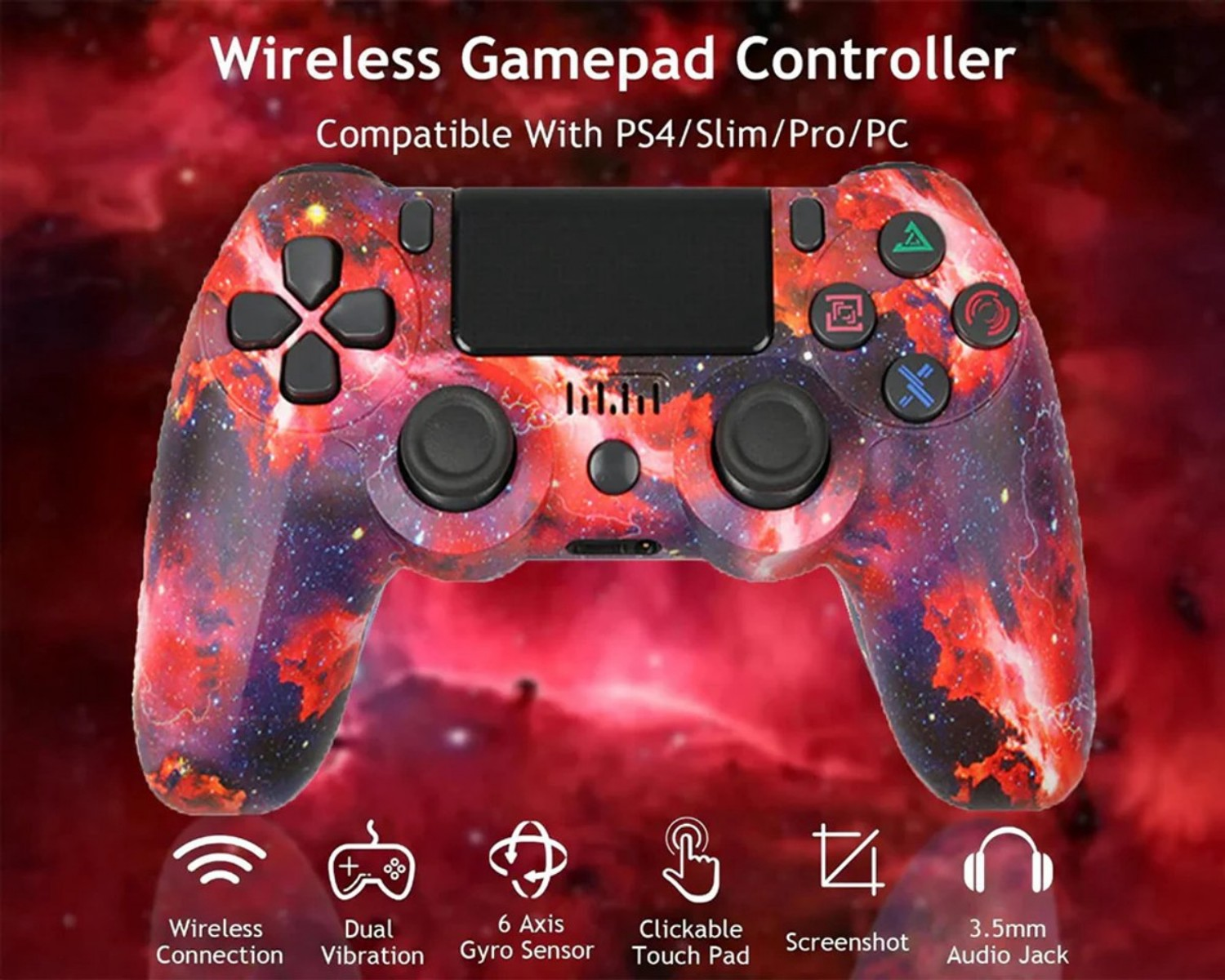 Ein kabelloser Gamepad-Controller mit Galaxienmuster, kompatibel mit PS4/Slim/Pro/PC.