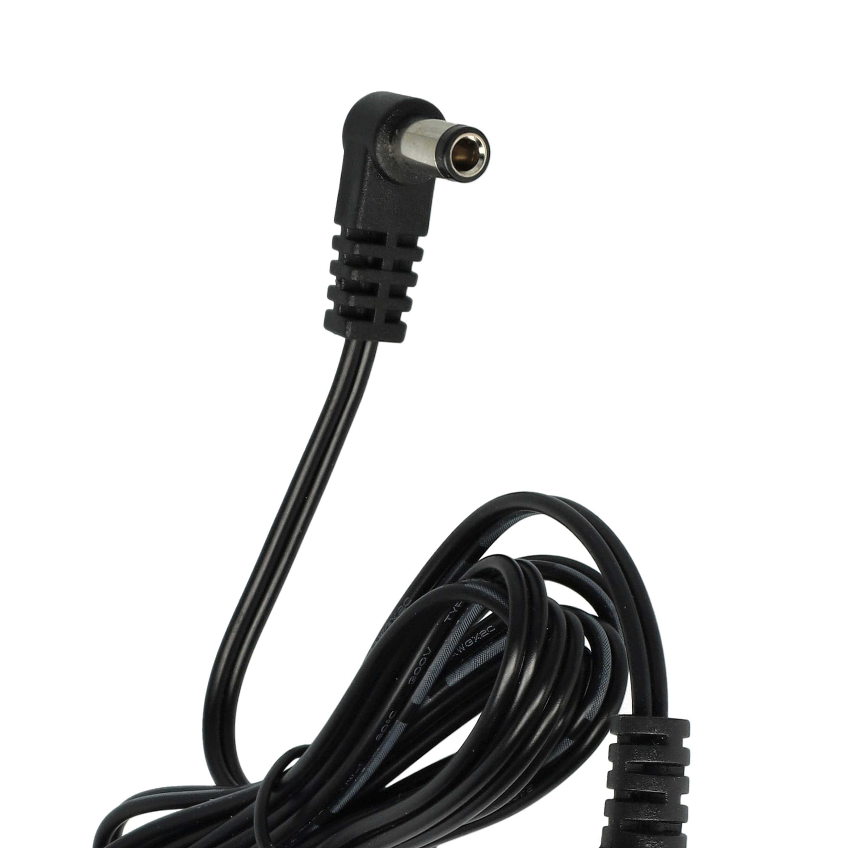 Ein schwarzes Kabel mit einem abgewinkelten Stecker und einem geraden Stecker.