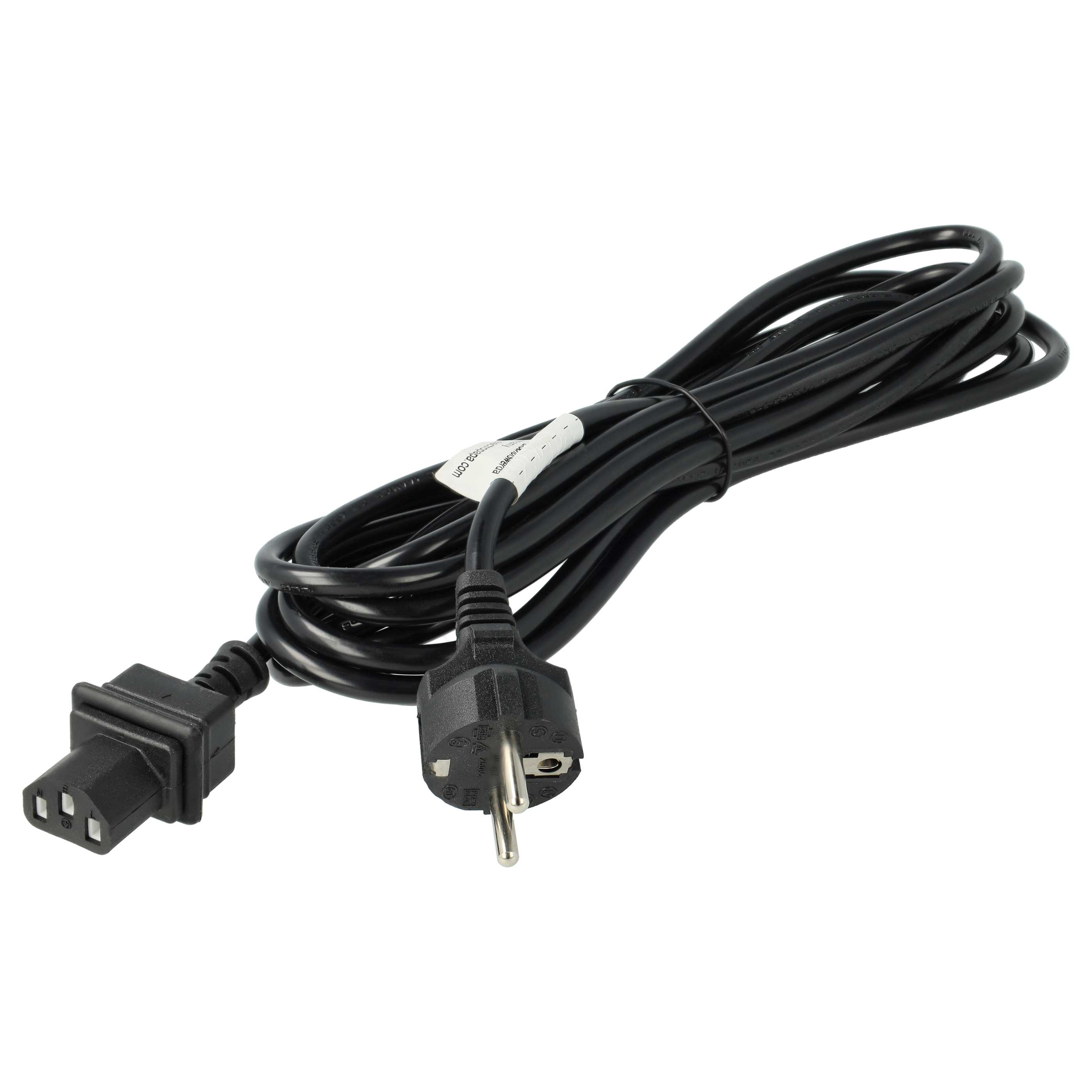 Ein schwarzes Stromkabel mit einem Eurostecker und einem C13-Anschluss.