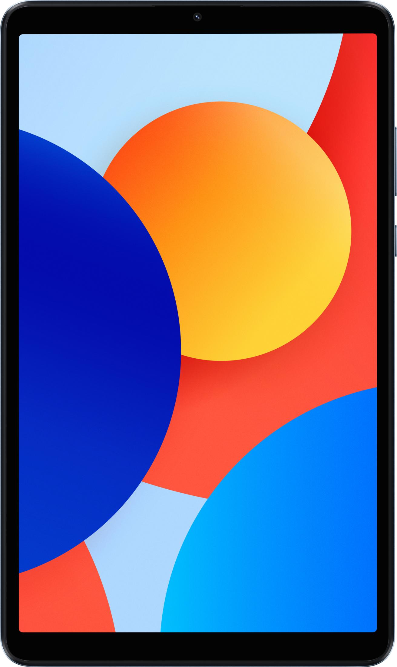 Un tablet che mostra uno sfondo astratto colorato con cerchi.