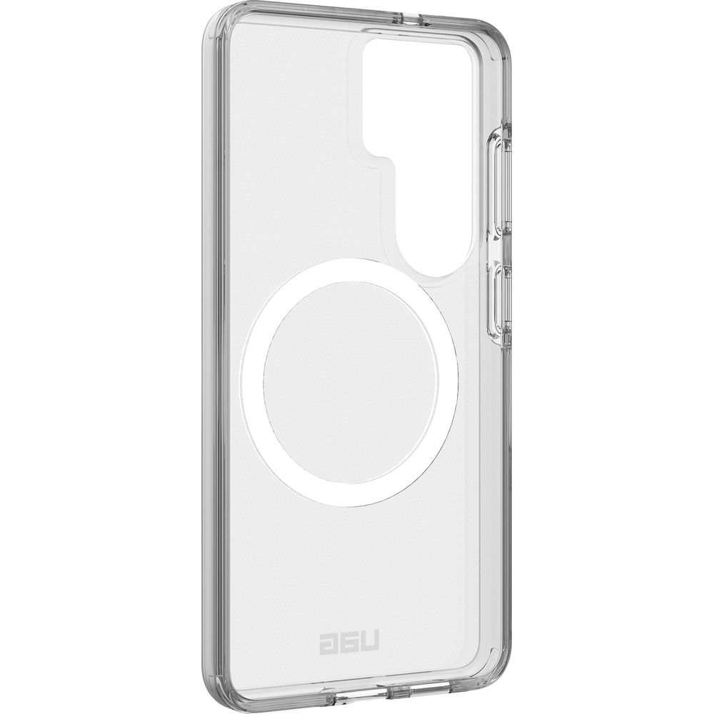 Transparente Handyhülle mit Kreis und Logo auf der Rückseite.