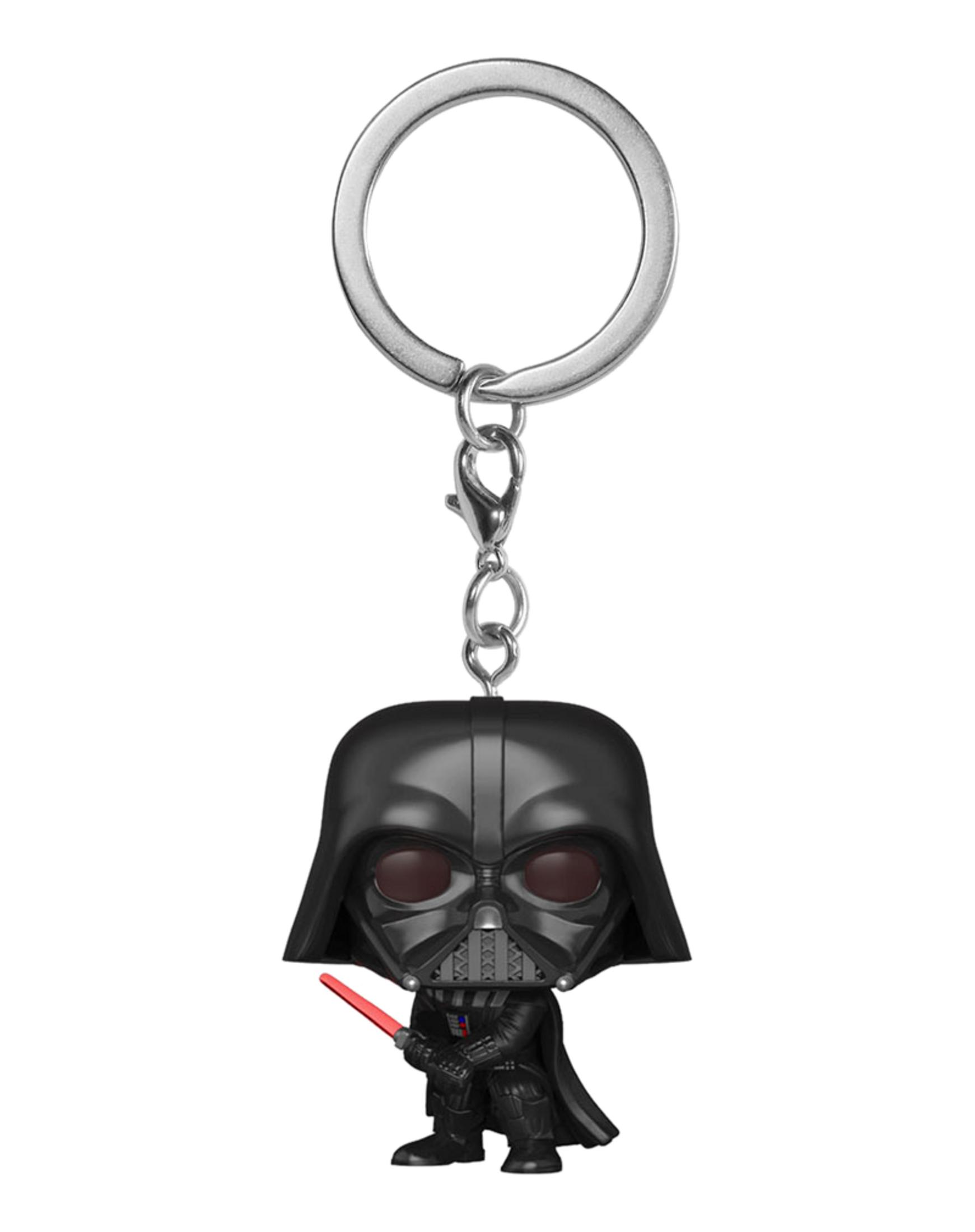 Portachiavi nero di Darth Vader con spada laser rossa.