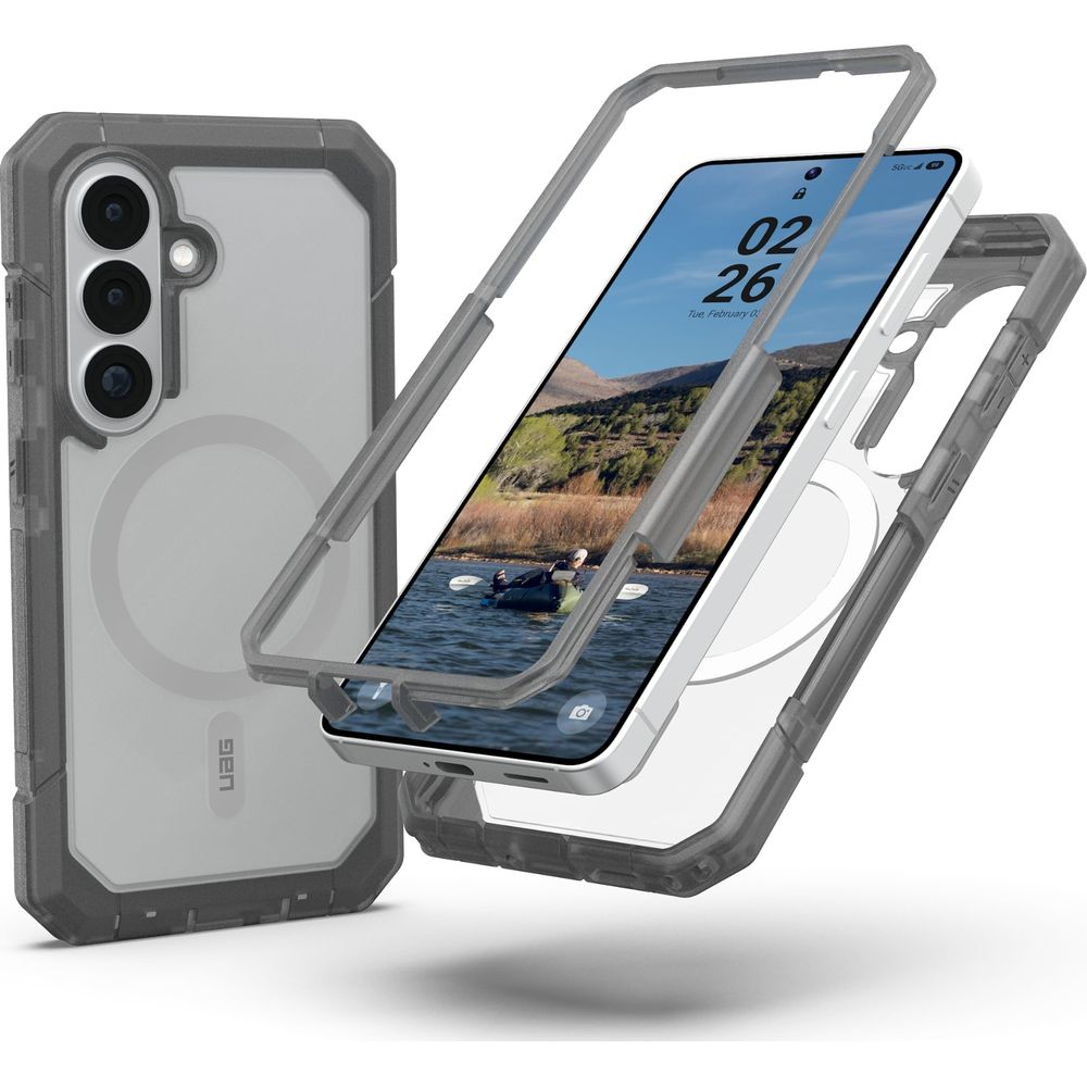 Ein Smartphone mit einer Schutzhülle und einem Kayaker auf dem Bildschirm.