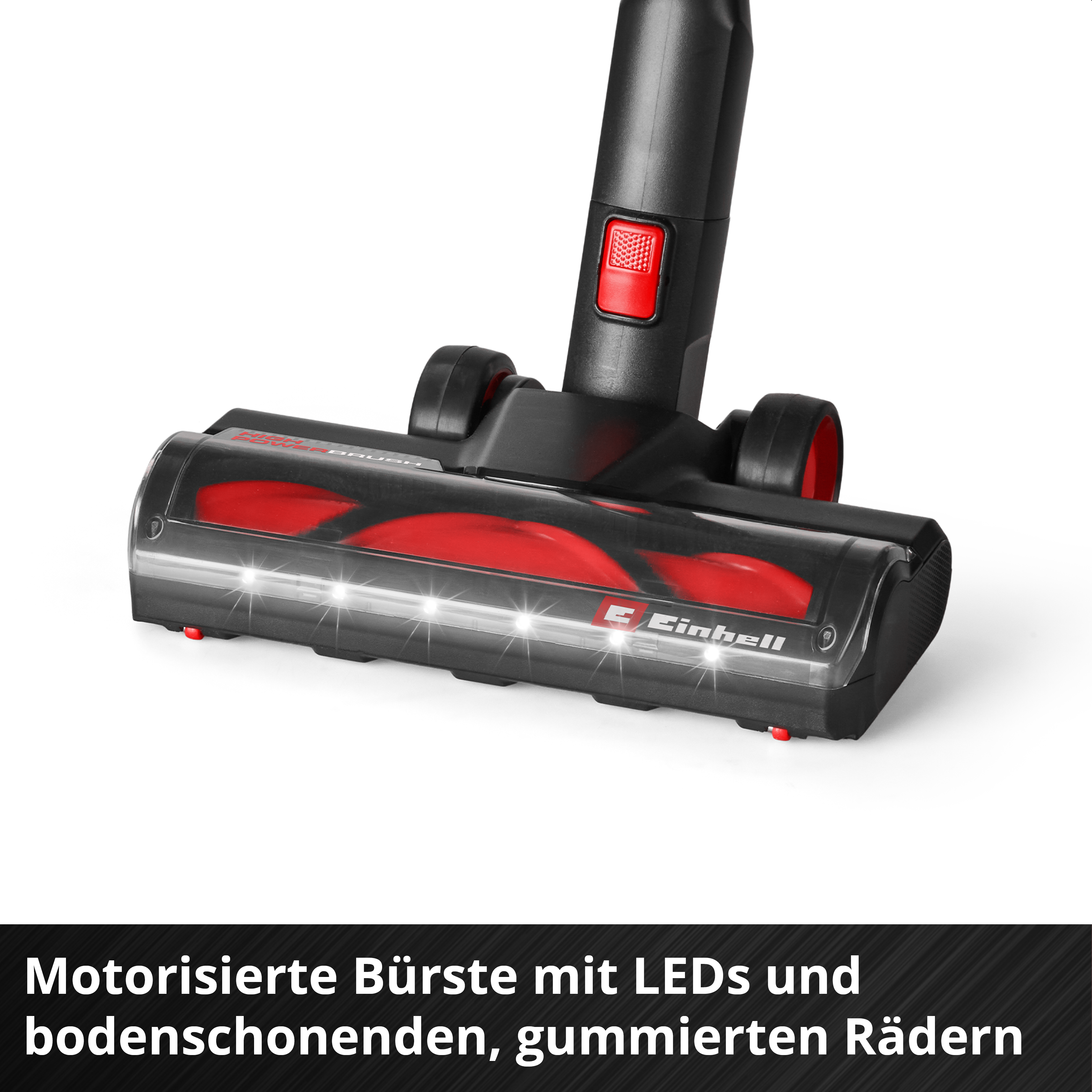 Motorisierte Bürste mit LEDs und Gummirädern.