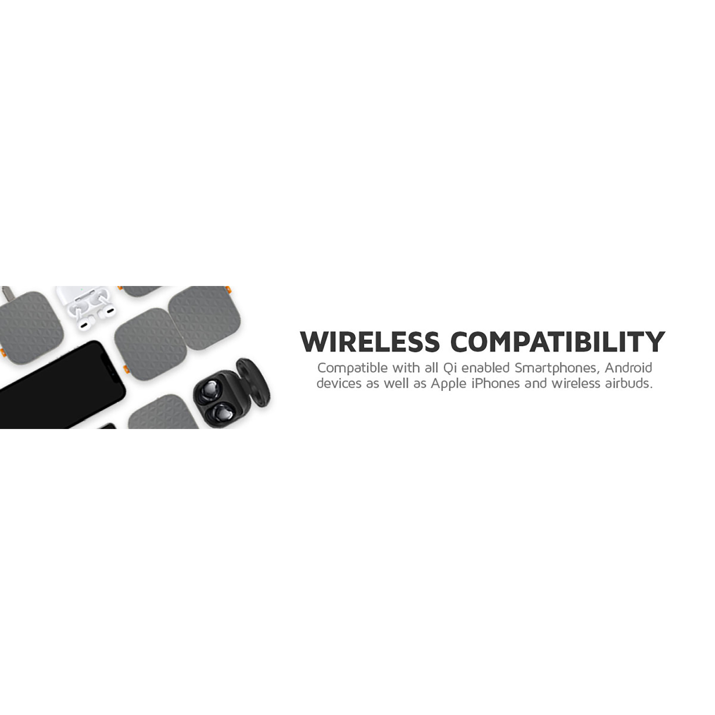 Drahtlose Kompatibilität: Smartphones, Android-Geräte, iPhones und Airpods.