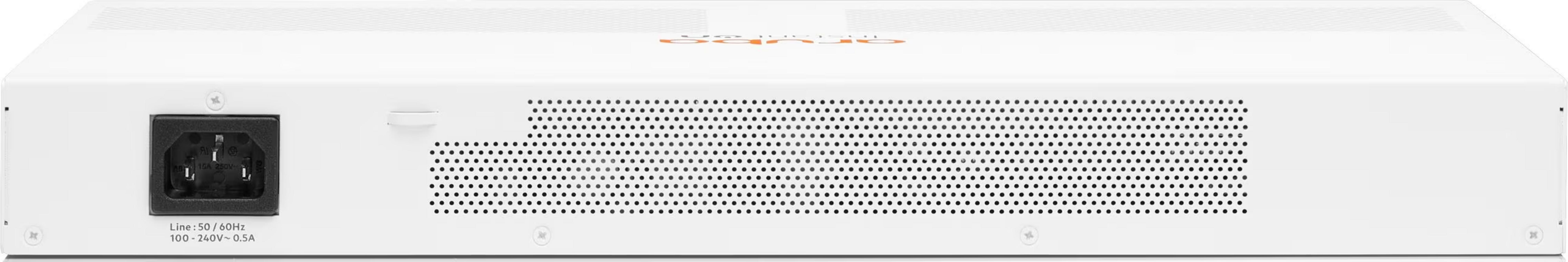 Appareil réseau blanc avec entrée d'alimentation et trous de ventilation.