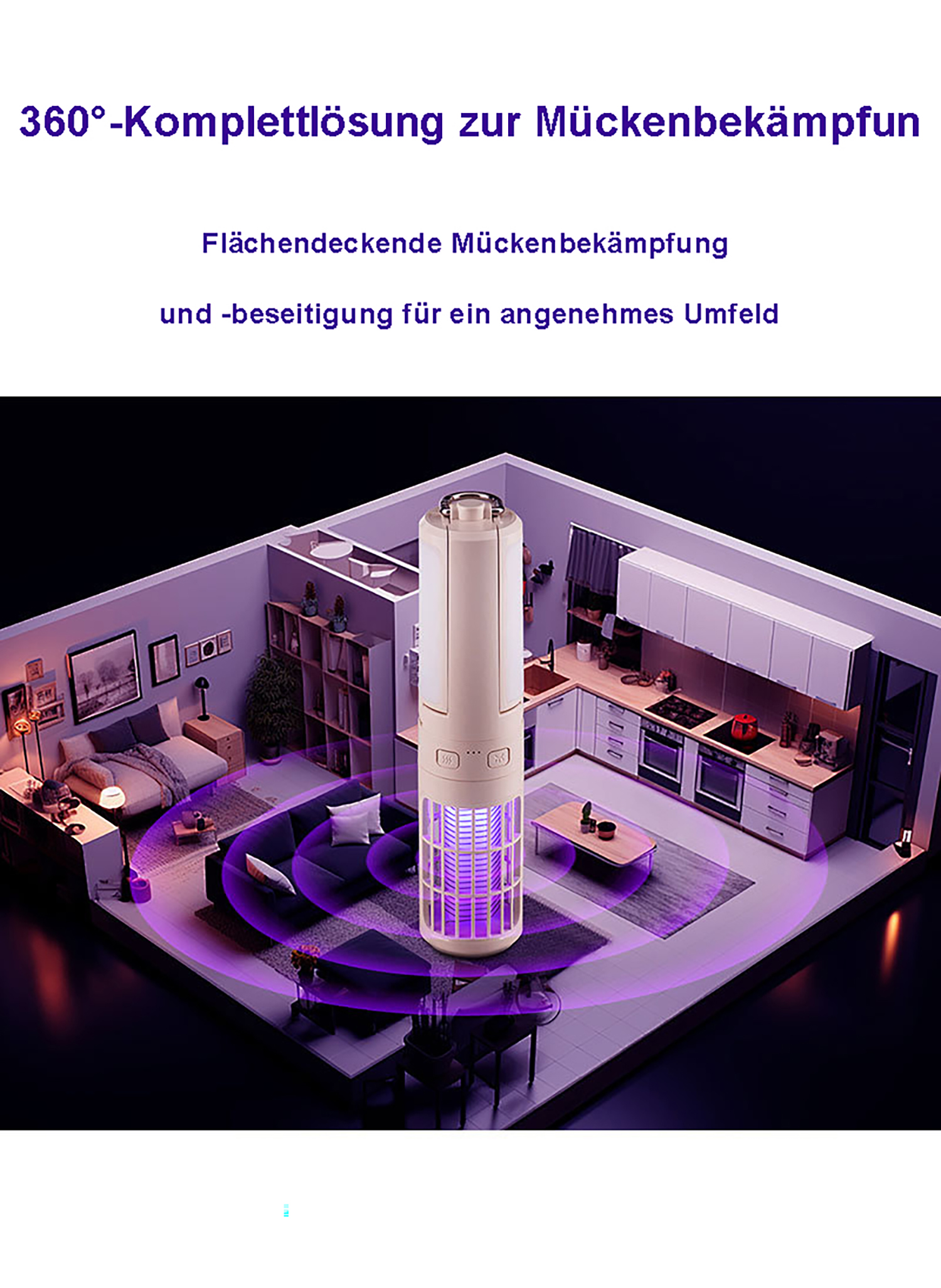Ein Insektenvernichter in einem stilvollen Wohnbereich mit Küche.