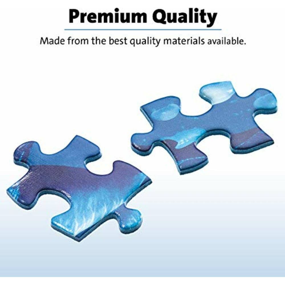 Dwa niebieskie elementy puzzli ze wzorem na białym tle.