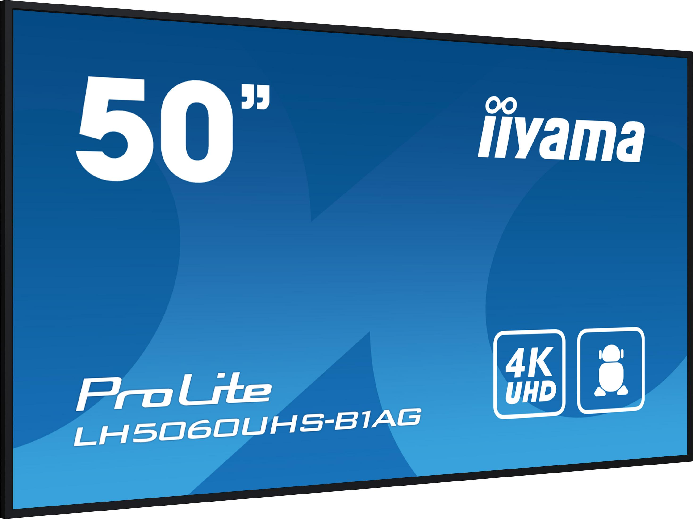A 50-inch monitor with 4K UHD resolution and iiyama logo.