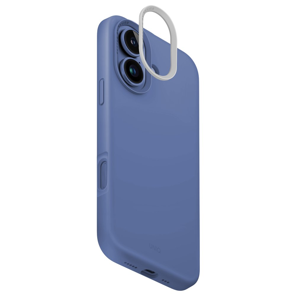 Gümüş kamera lens koruyuculu mavi iPhone.
