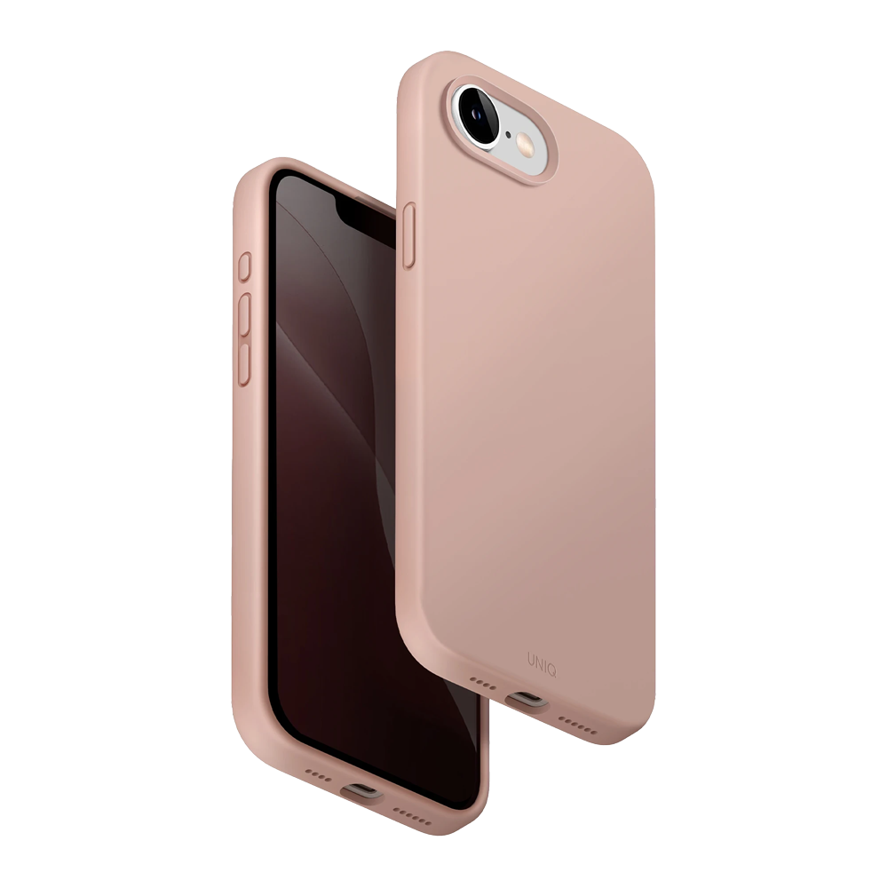 Pembe iPhone kılıfıyla, beyaz arka plan