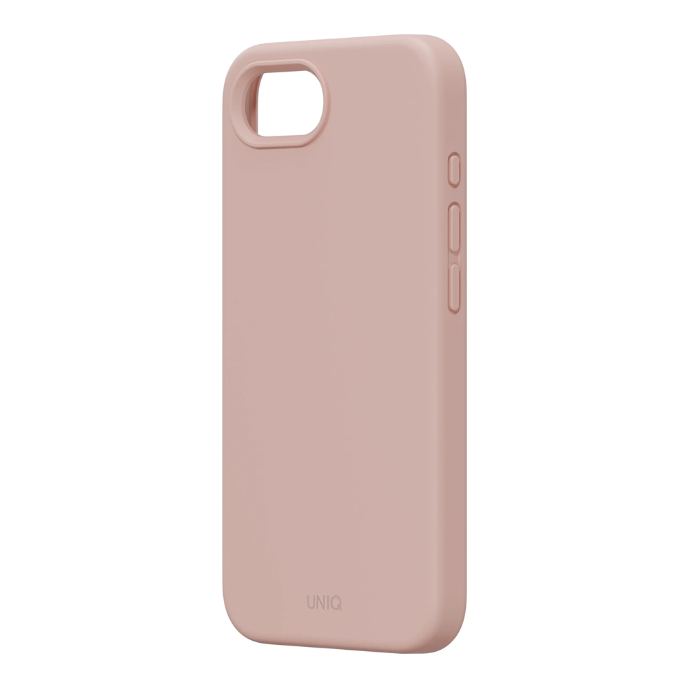 Kamera kesimli ve yan düğmeli pembe telefon kılıfı.