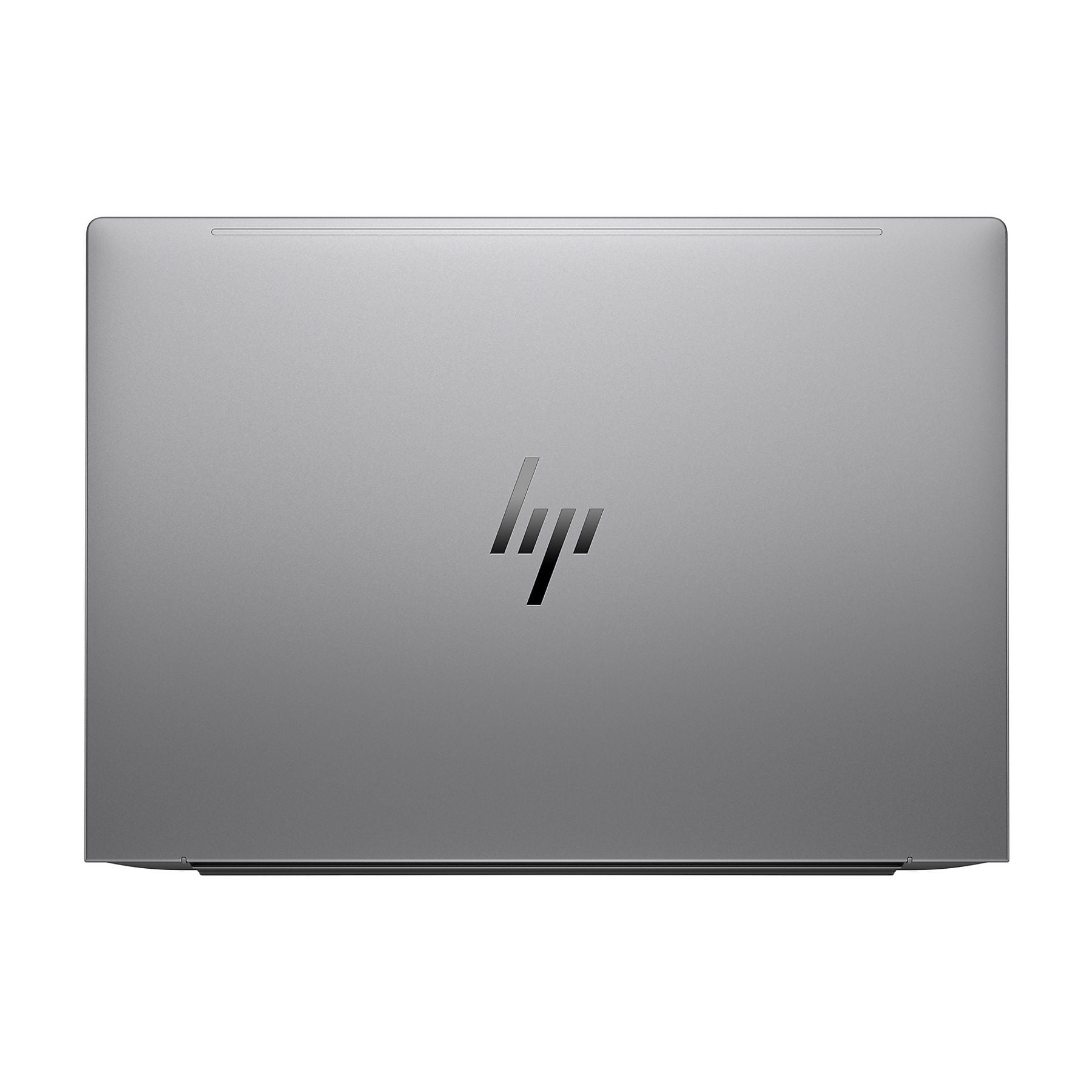Laptop argentato chiuso con logo HP sulla parte superiore.