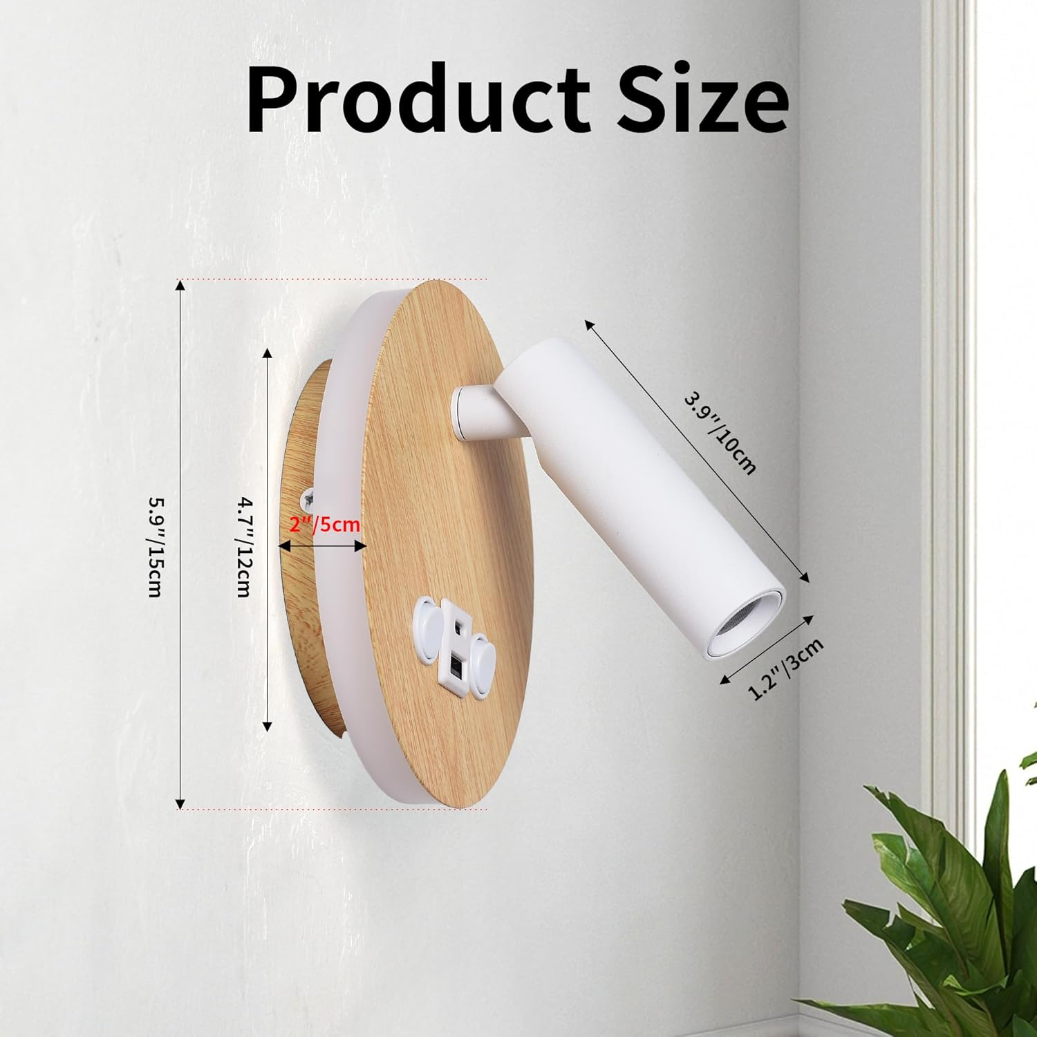 Tamaño del producto: Aplique de pared de madera blanco, 15cm alto, 12cm ancho.