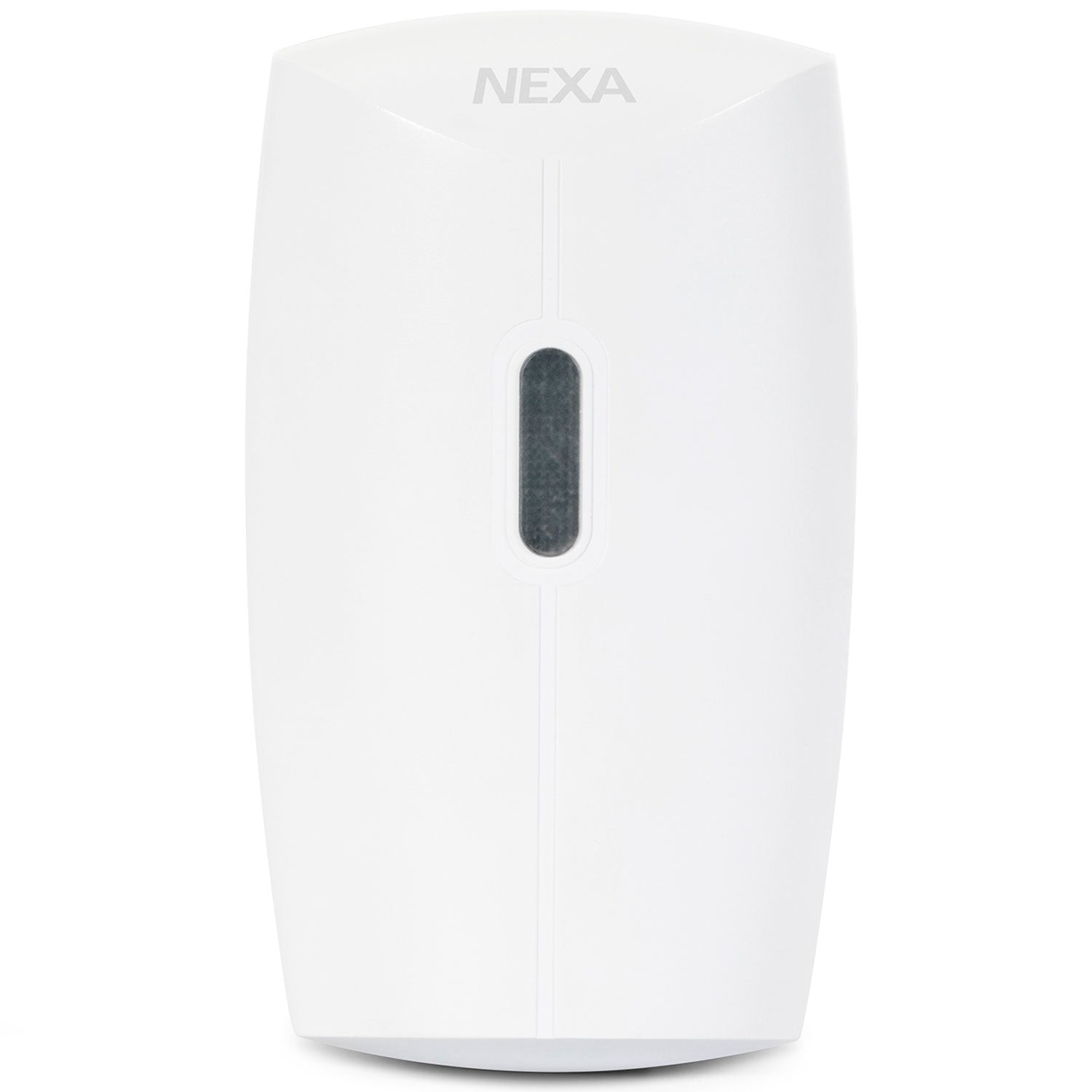 Een witte NEXA bewegingsmelder met een smal grijs venster.
