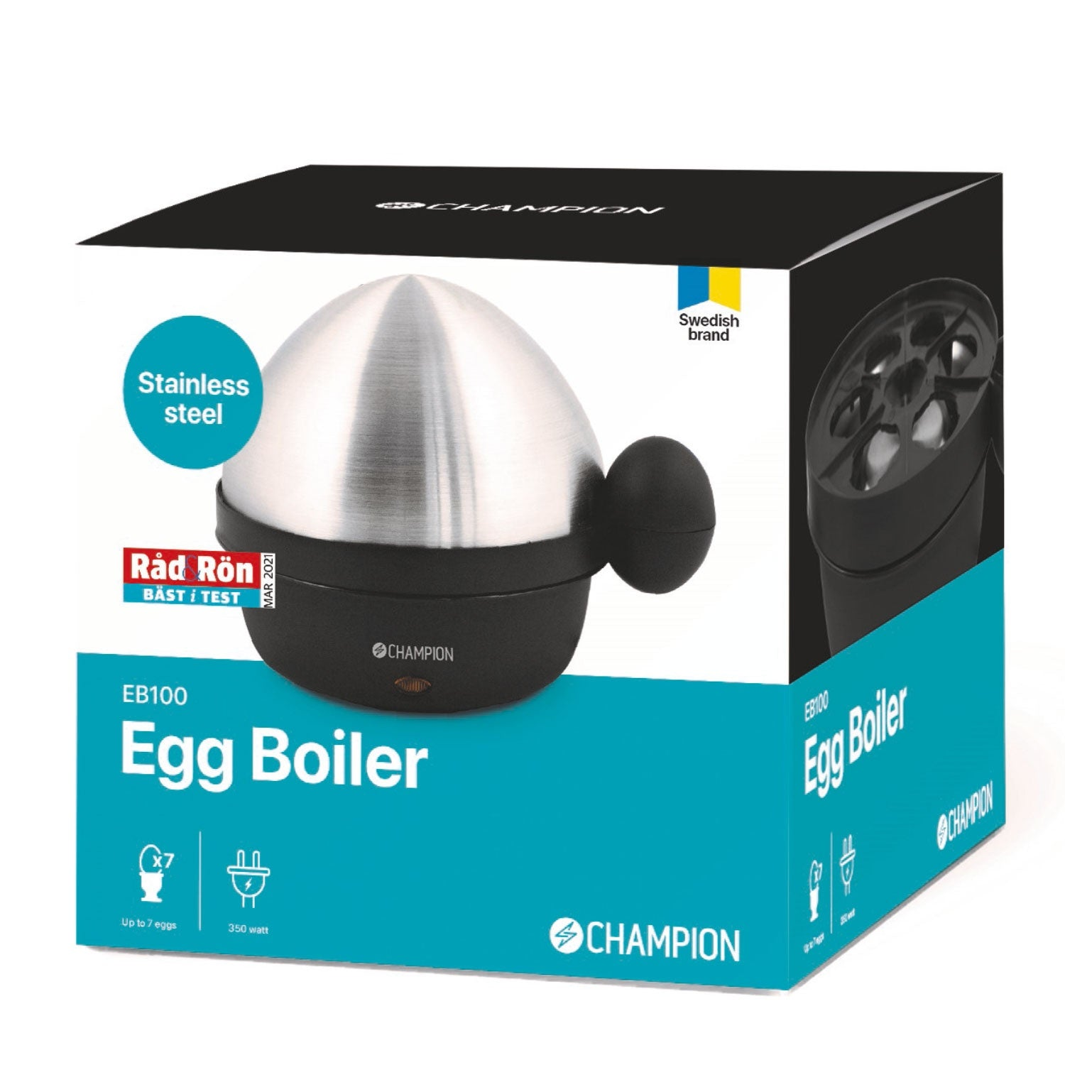 Champion EB100 Egg Boiler, stainless steel, capacity up to 7 eggs.