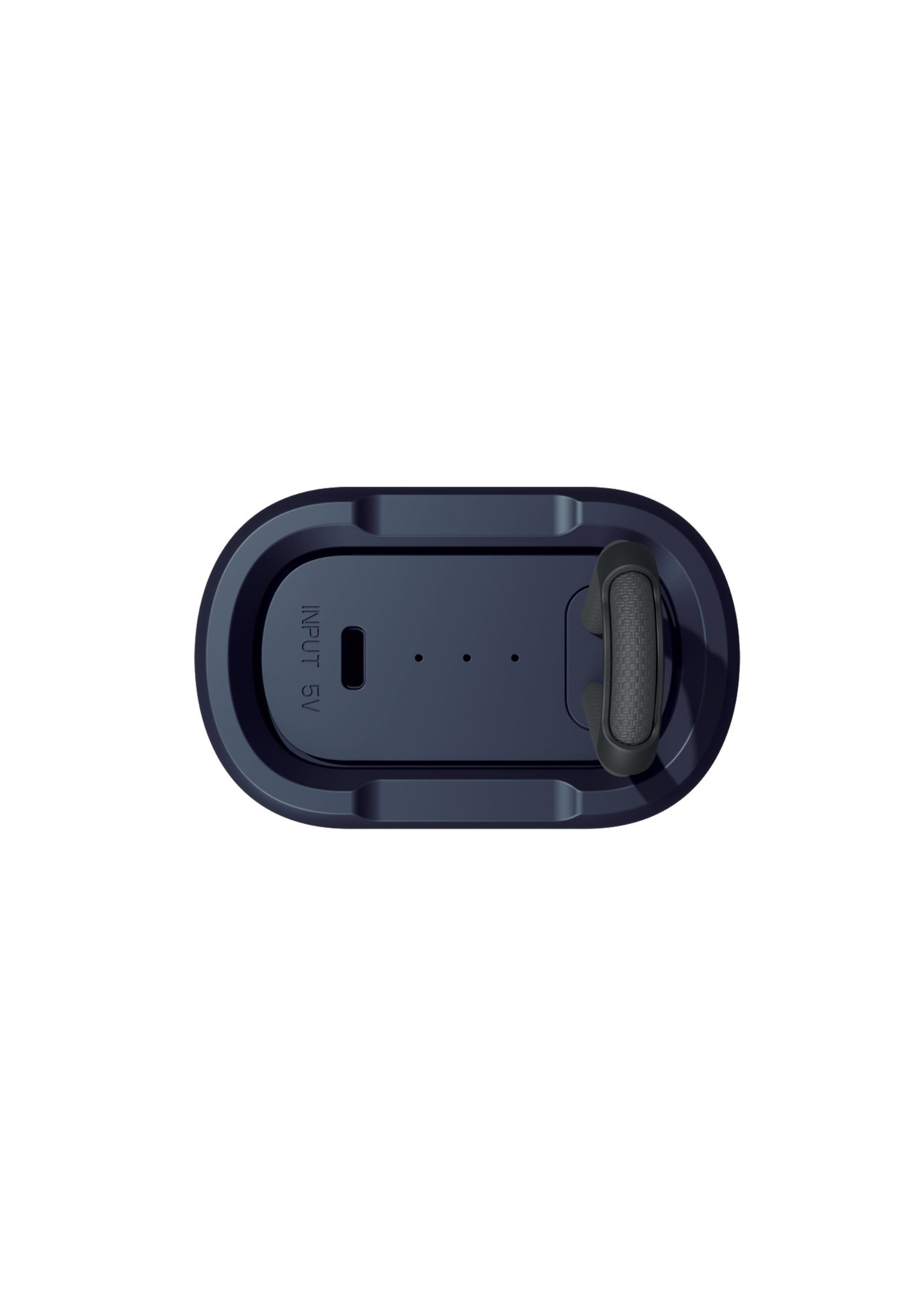 Cavo di ricarica blu scuro con porta USB e tre spie.