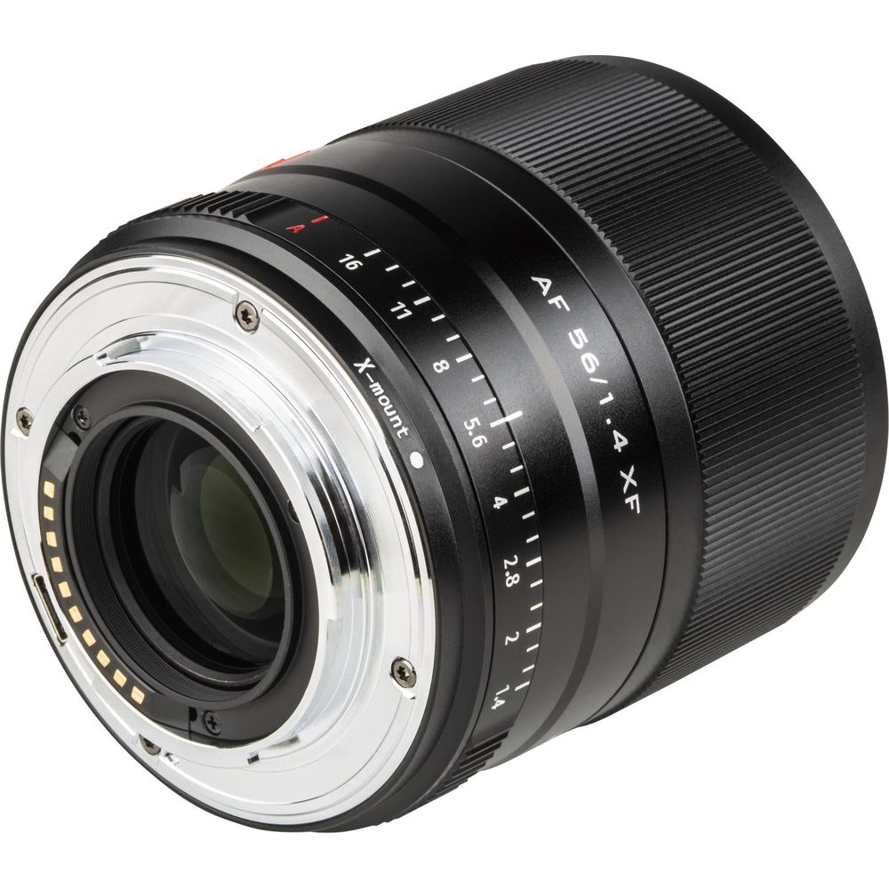 Obiettivo macchina fotografica con ghiera dei diaframmi, testo AF 56/1.4 XF.
