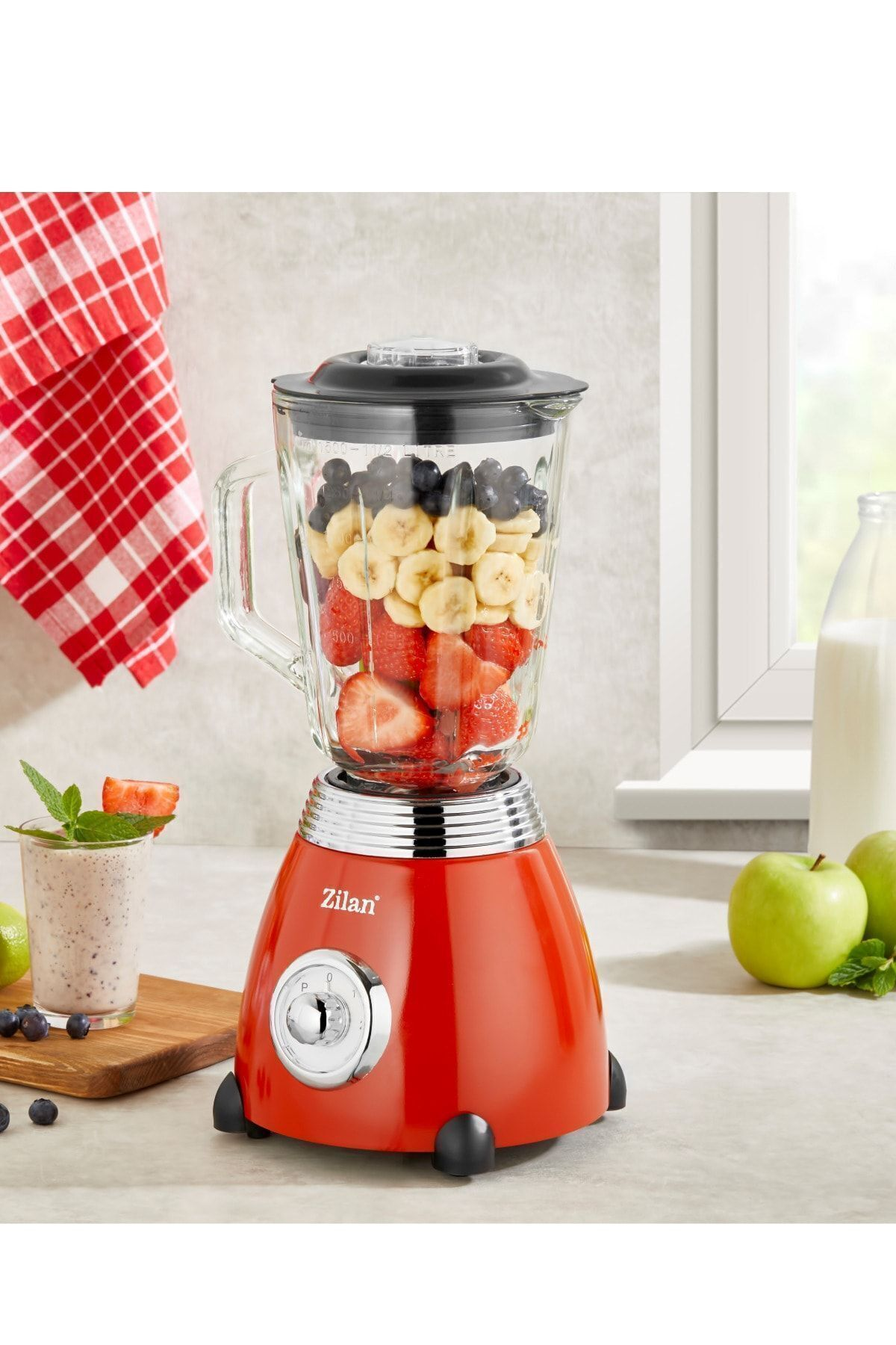 ZILAN ZLN7057 1,5 L Retro 500 W Stand Blender Kırmızı