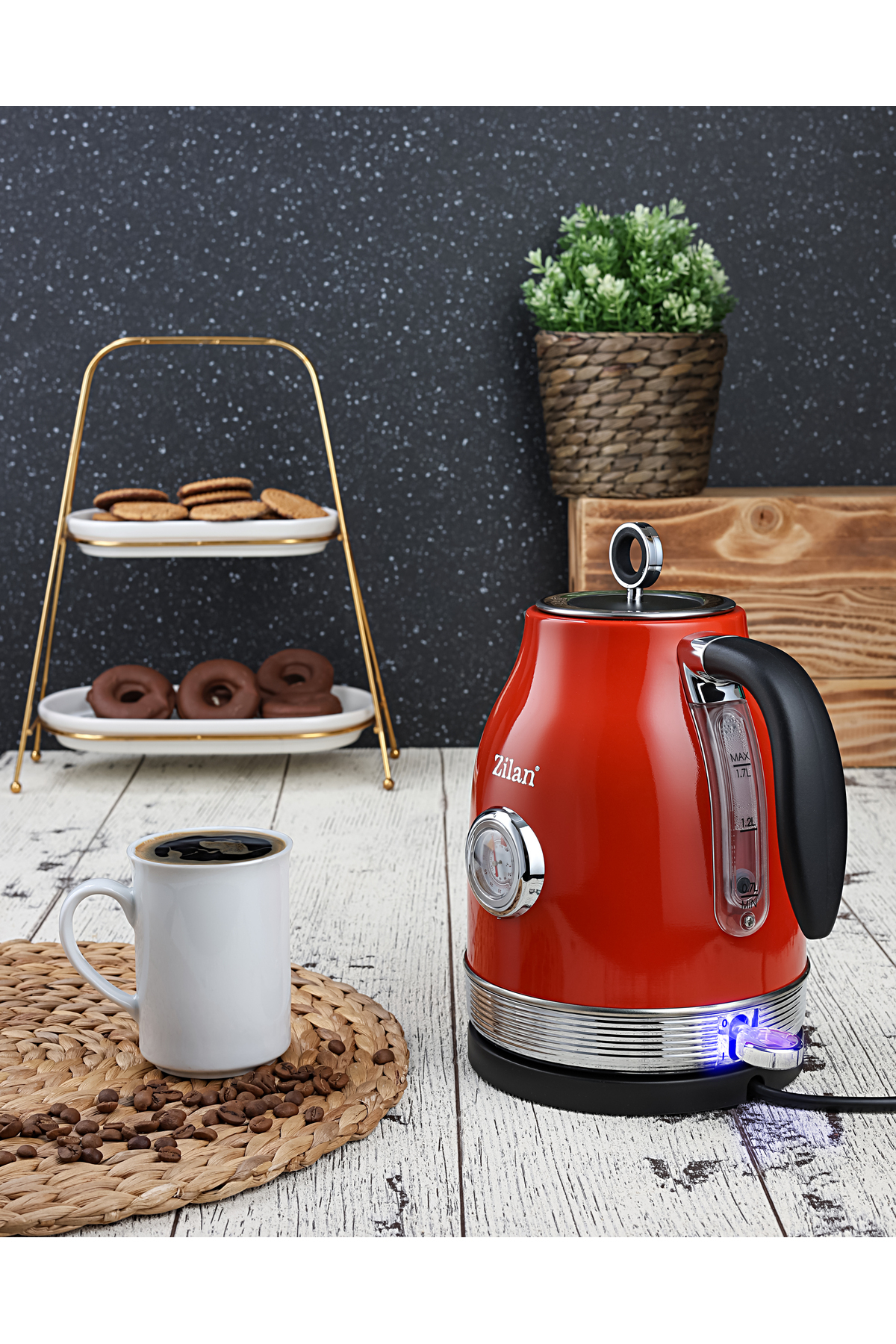 ZILAN ZLN7033 2200w Retro Su Isıtıcısı Kırmızı
