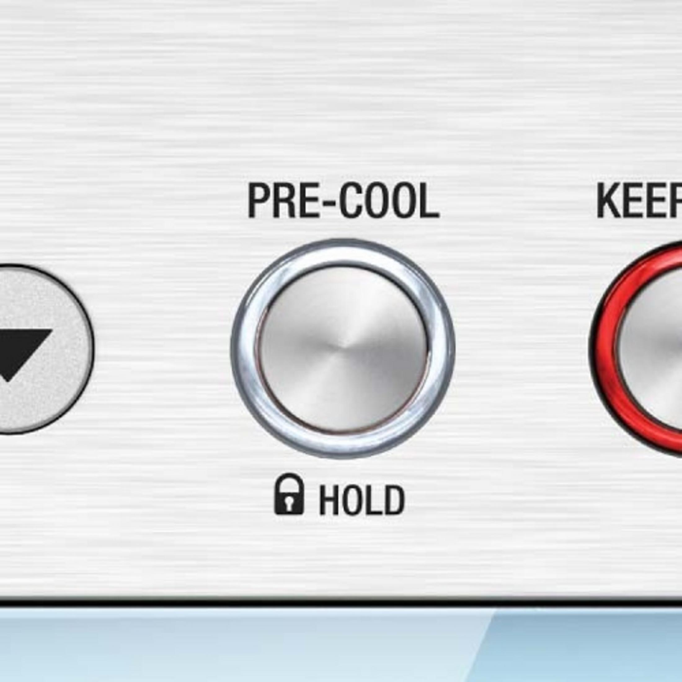 Ein Bedienfeld mit drei Knöpfen: PRE-COOL, HOLD und KEEP.