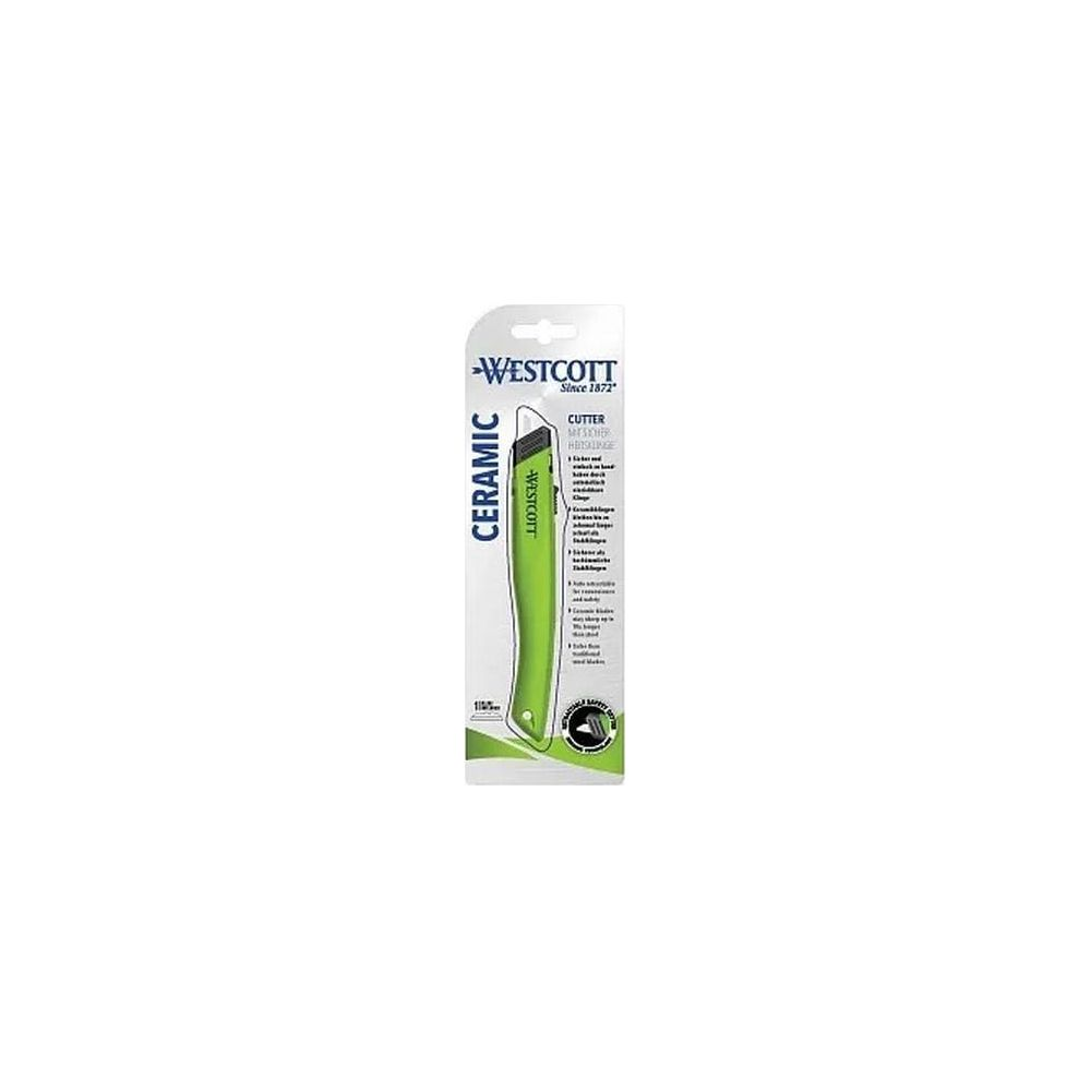 Grüner Keramikschneider von Westcott in Verpackung.