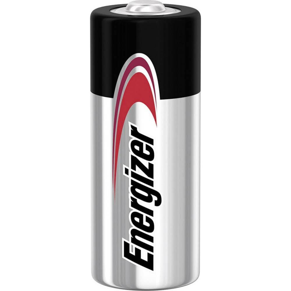 Eine einzelne Energizer-Batterie mit silbernem Gehäuse und schwarzem Kopf.