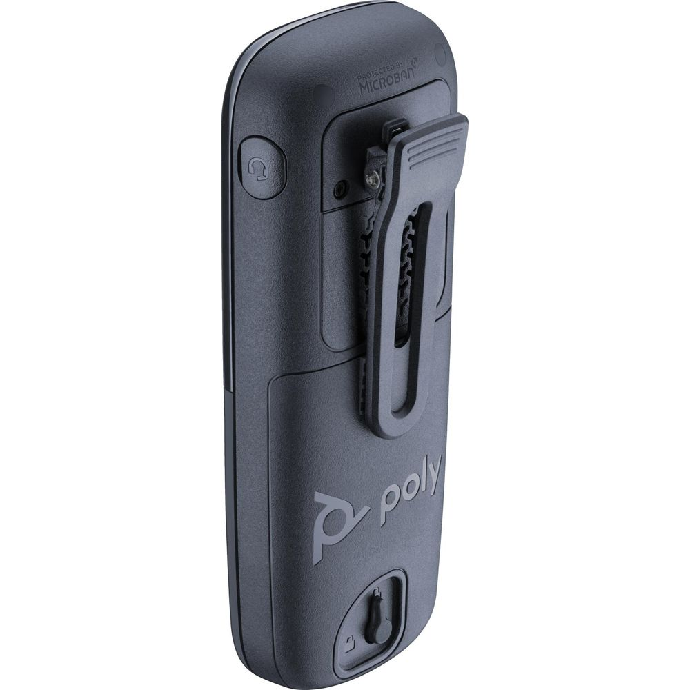 Dispositivo Poly nero con clip e logo Microban.