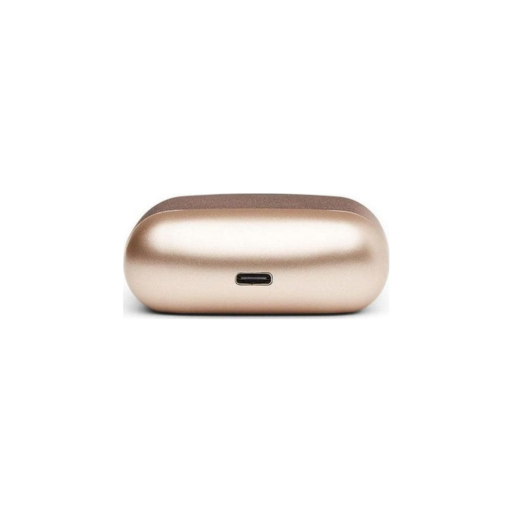 Goldene Ladehülle für Kopfhörer mit USB-C-Anschluss.