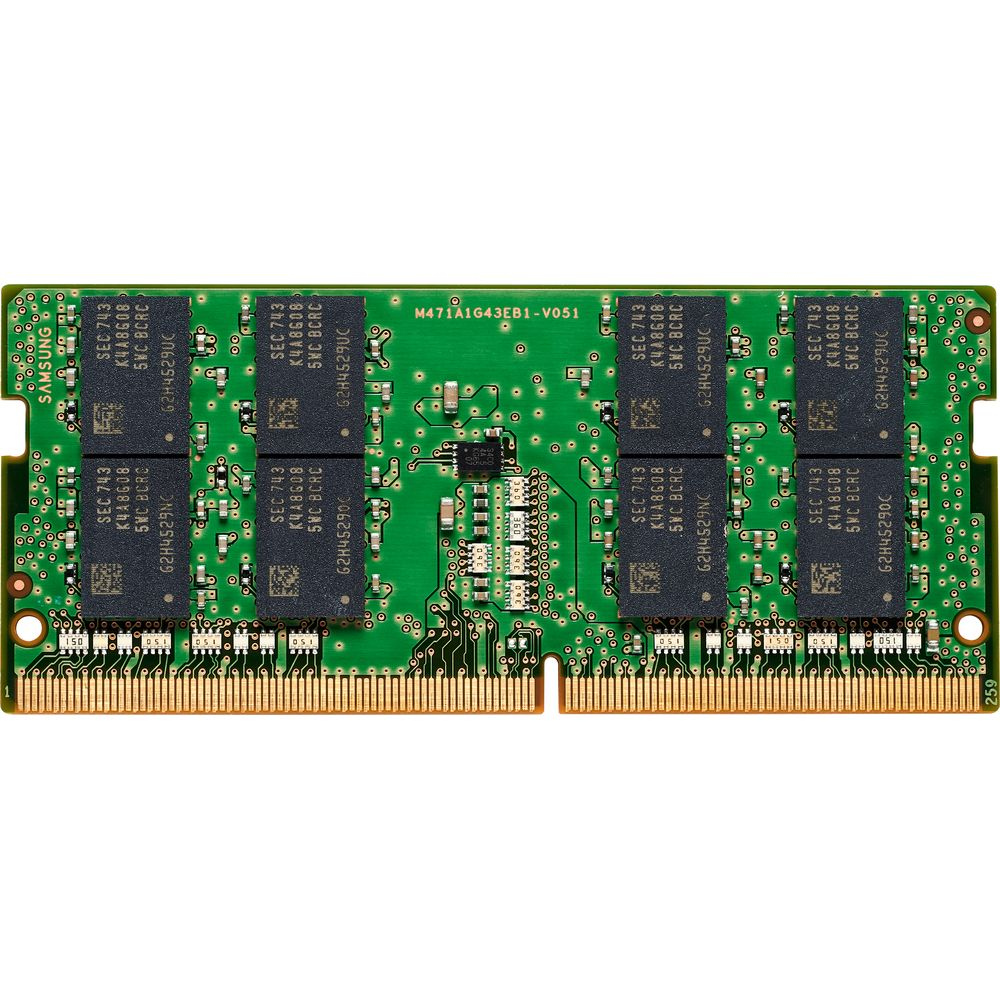 Grünes RAM-Modul mit acht schwarzen Speicherchips und goldenen Kontakten.