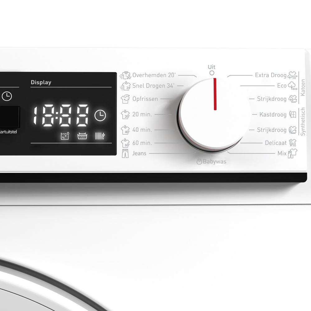 Washing machine display showing time and program selection.