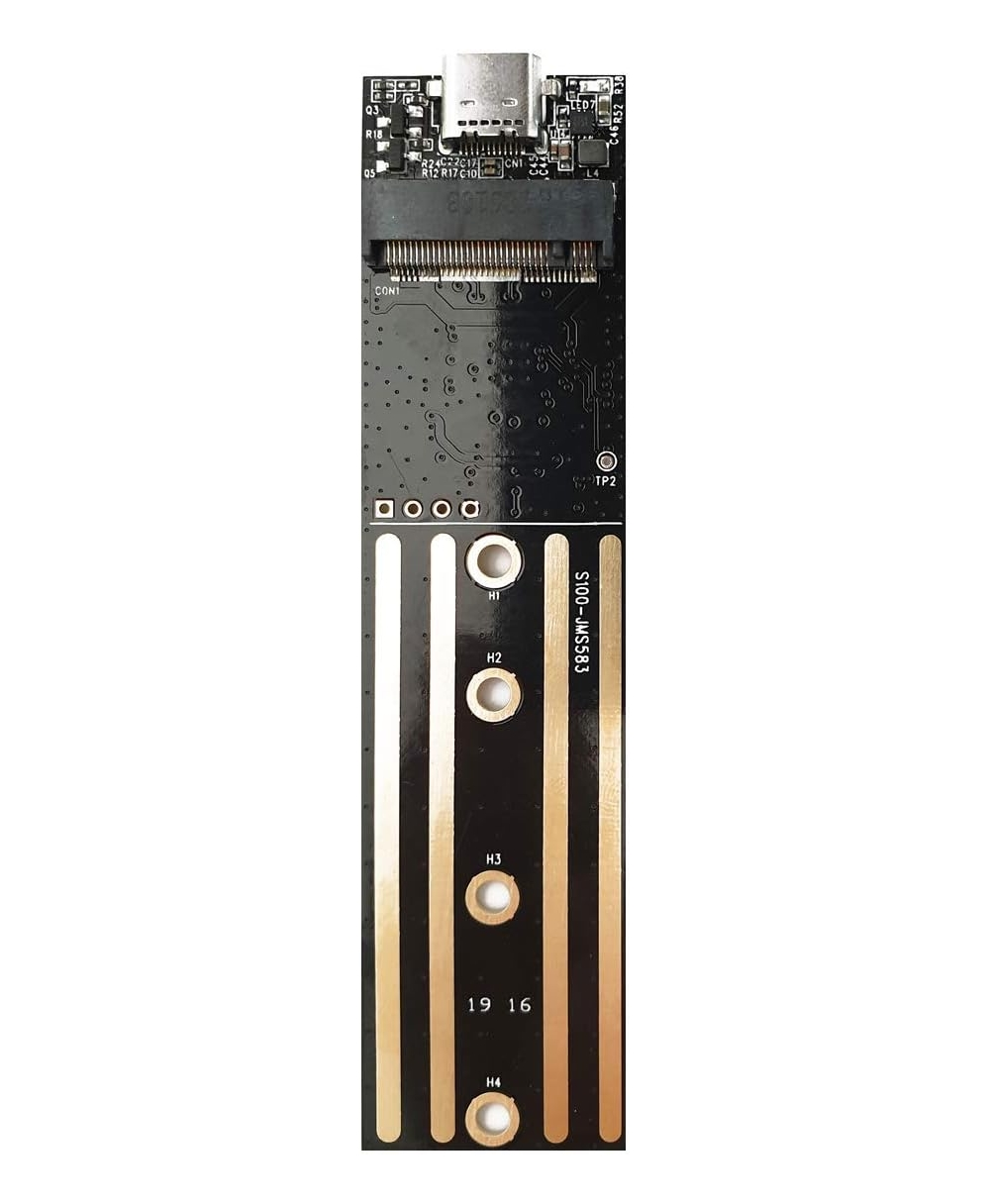 Modulo scheda circuitale nero con connettore USB-C e contatti dorati.