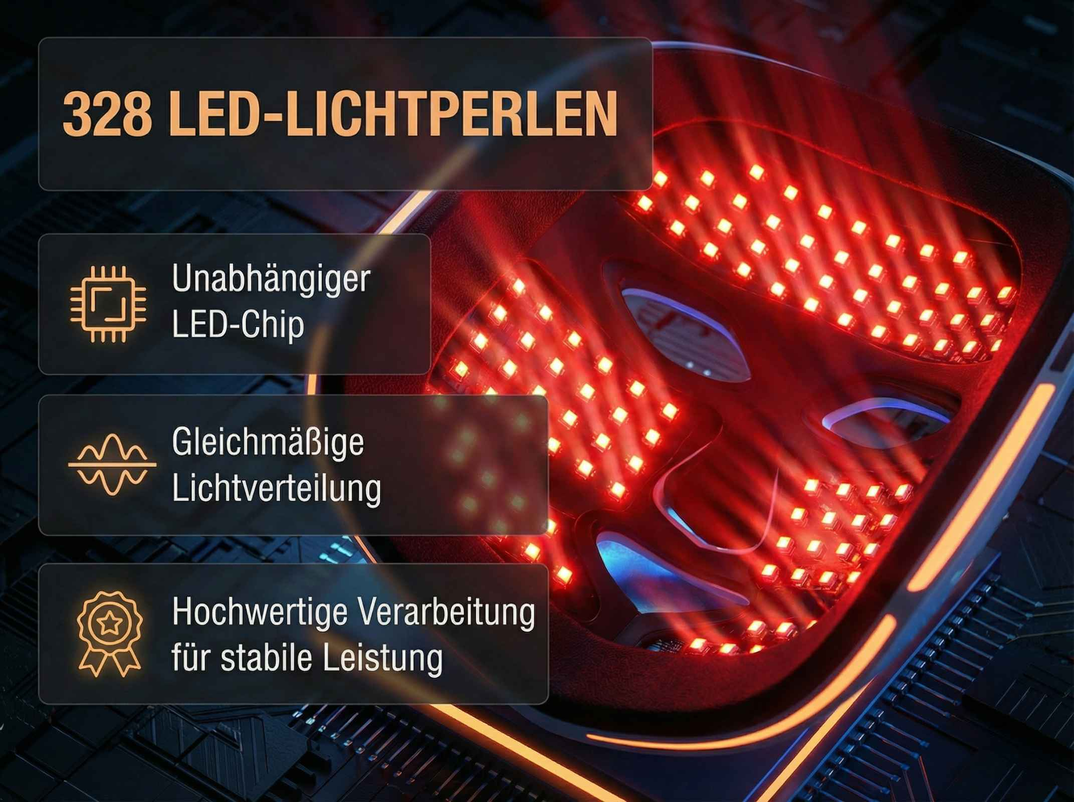 328 LED-Perlen, unabhängiger Chip, gleichmäßige Lichtverteilung, stabile Leistung.
