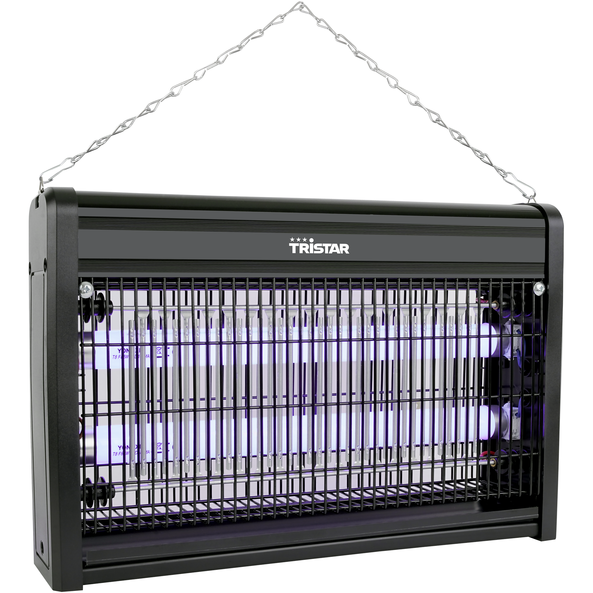 Distruggizanzare nero con luce UV e catena.