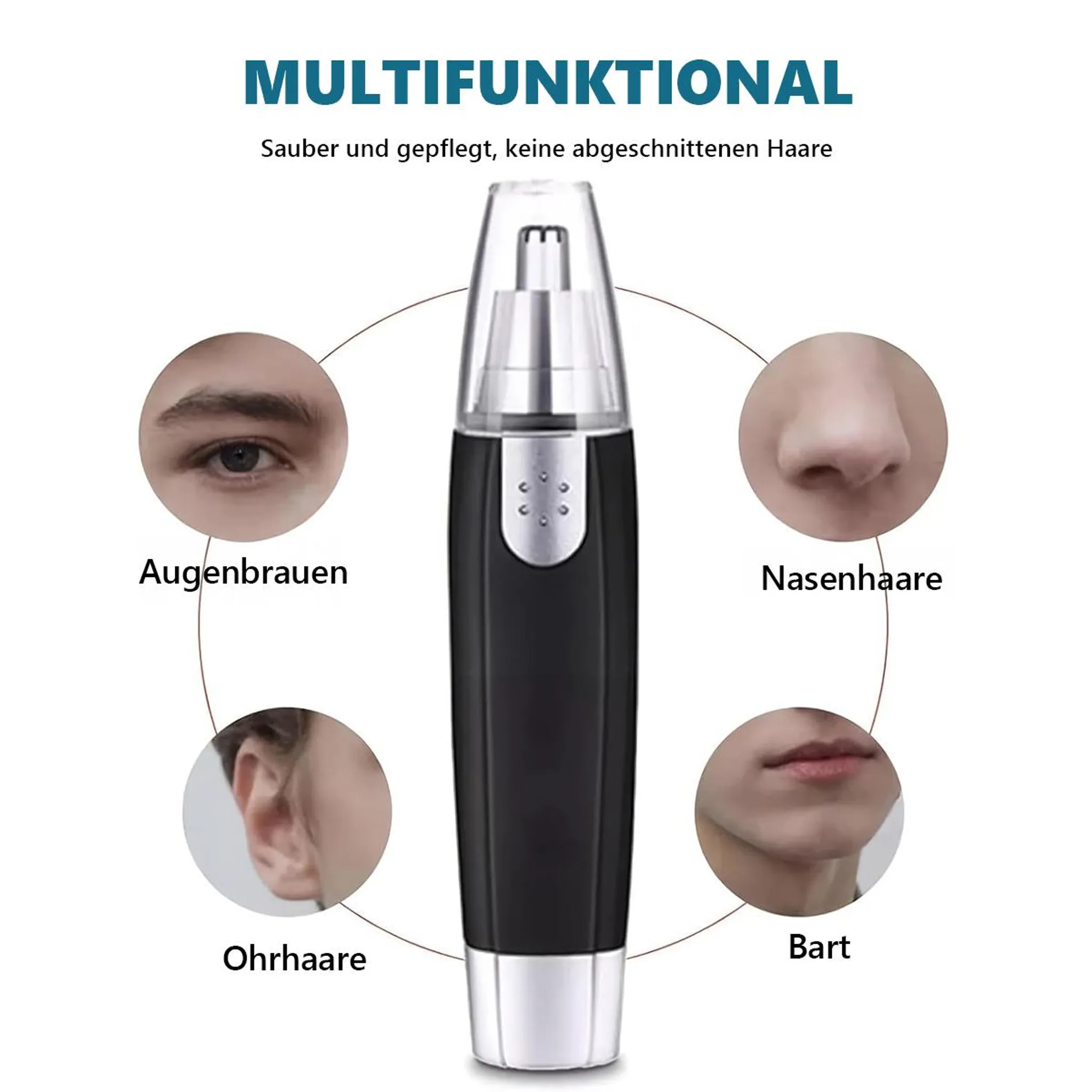 Multifunktions-Trimmer für Augenbrauen, Nasen-, Ohrhaare und Bart.