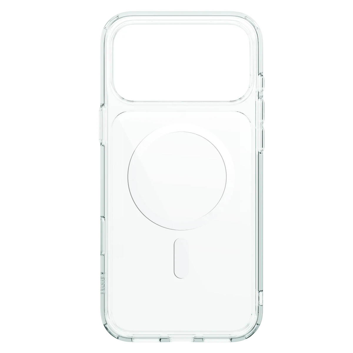 MagSafe şarj cihazı için dairesel kesimli şeffaf telefon kılıfı.