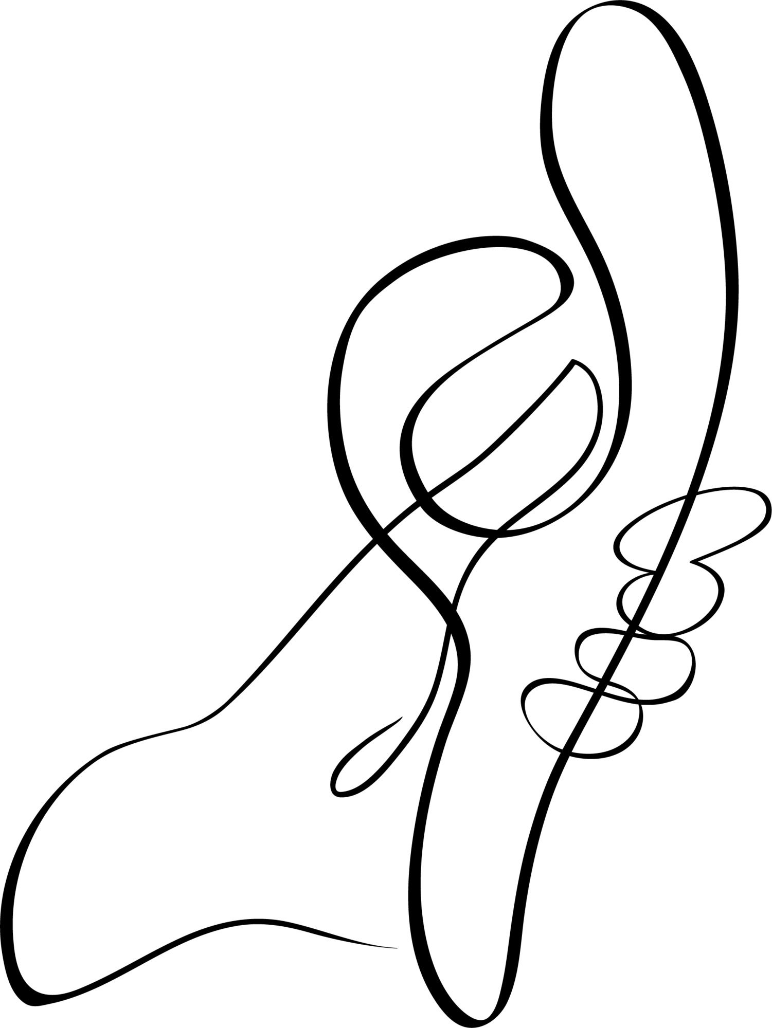 Czarna linia kaligraficzna przypominająca klucz wiolinowy.