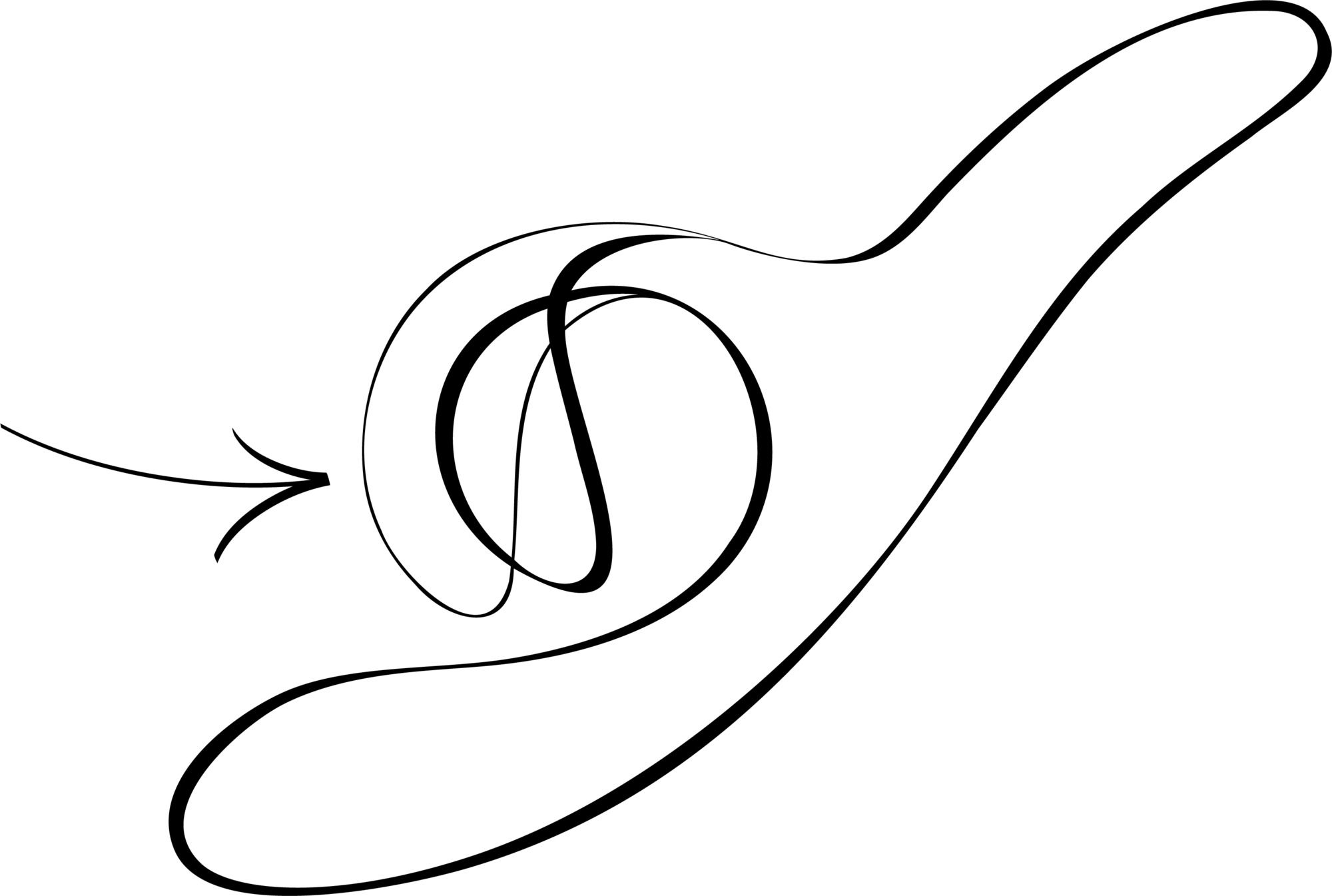 Czarna linia przedstawiająca stylizowaną nutę lub symbol.