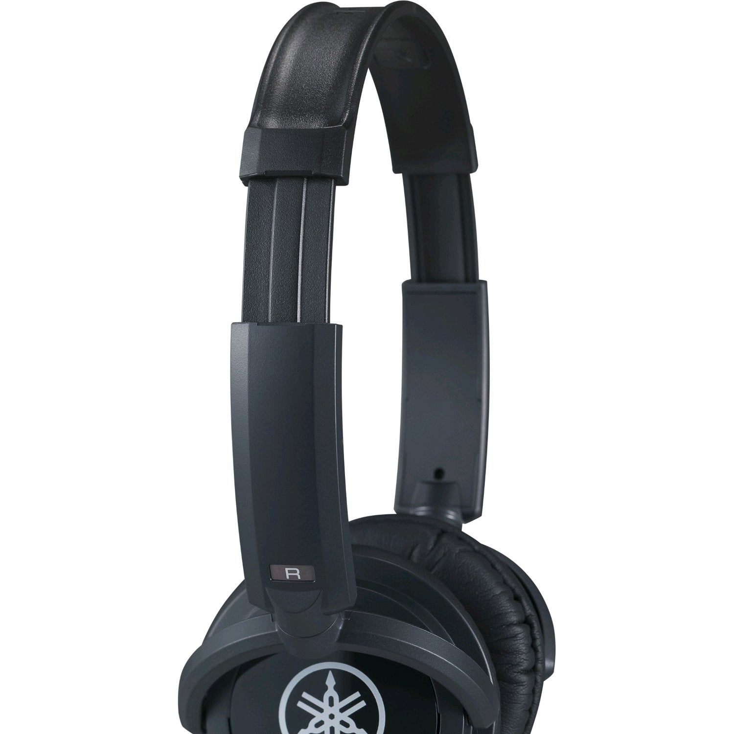Casque Yamaha noir avec arceau rembourré et écouteurs.